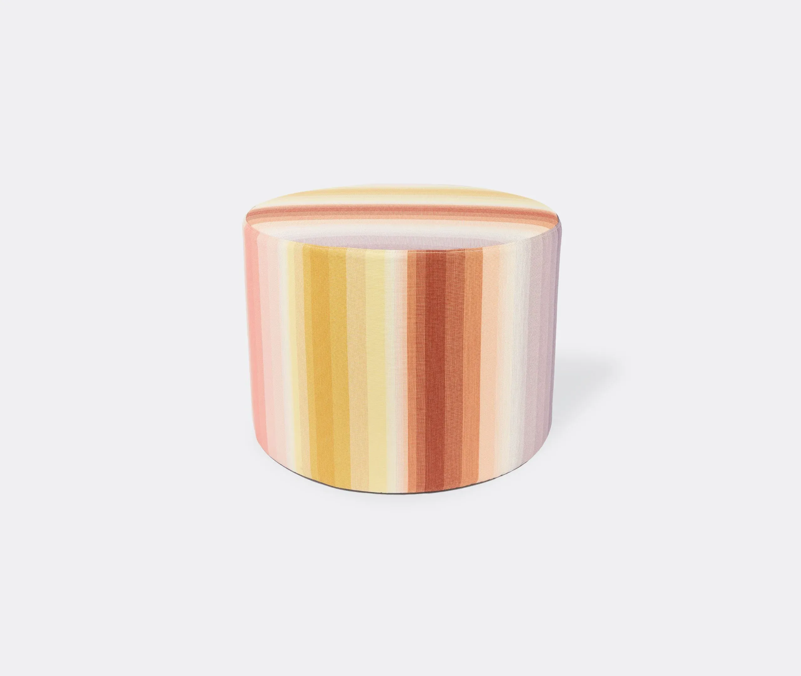 Round Cylindrical Pouf with Linear Pattern - Multicolor