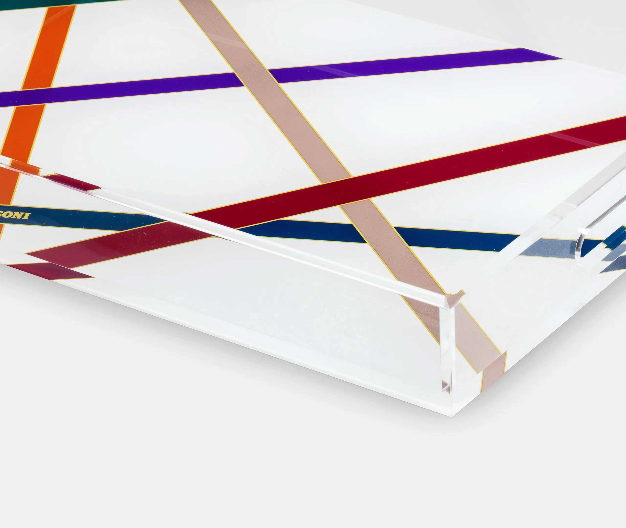 Serving Tray with Line Pattern - Multicolor