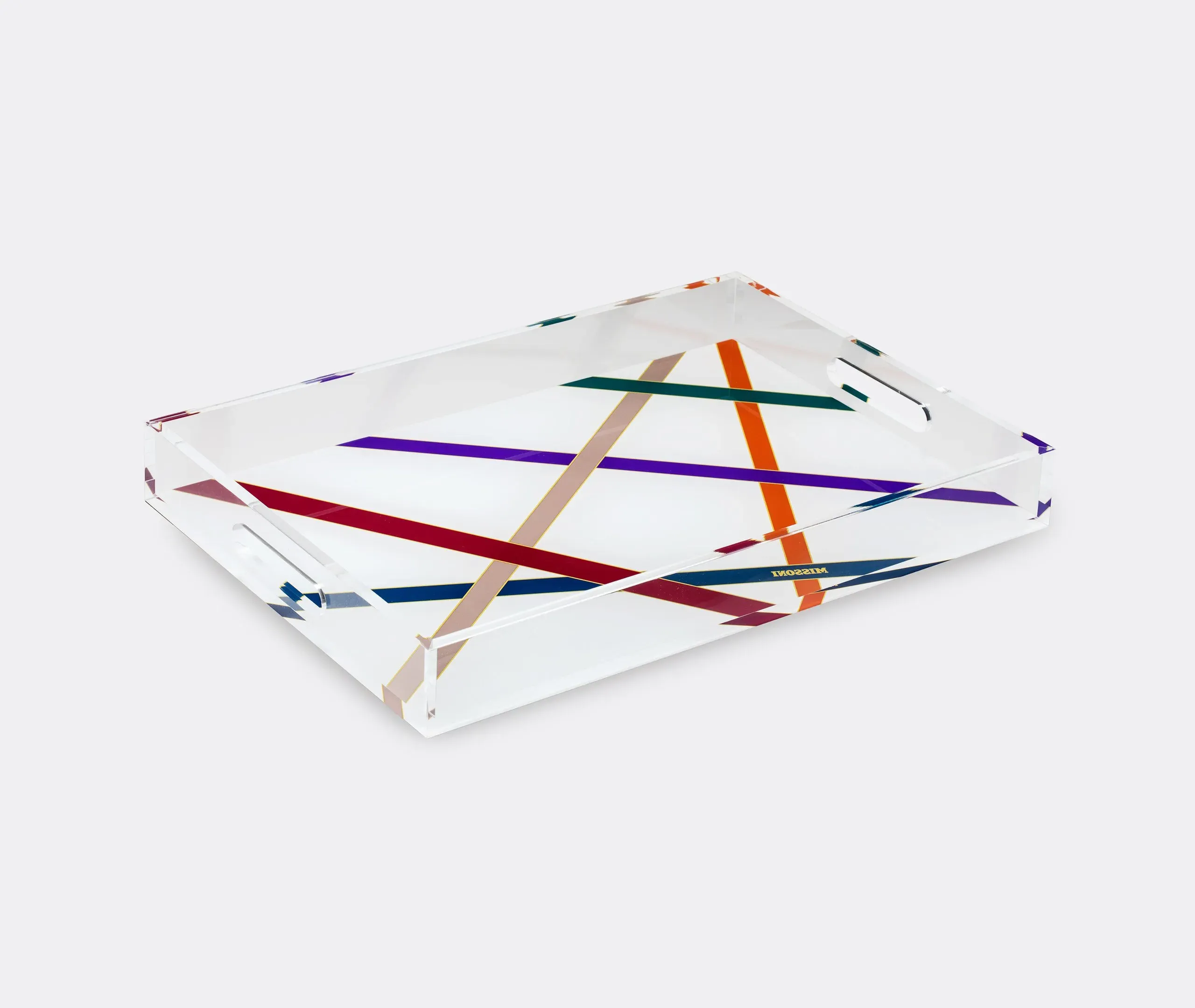 Serving Tray with Line Pattern - Multicolor