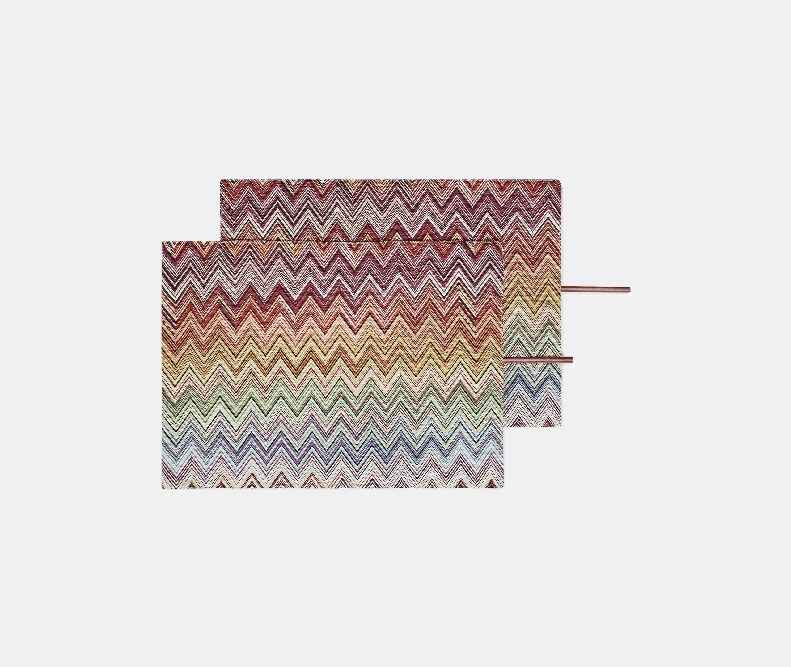Set of 2 Placemats with Zigzag Print - Red, Cotton