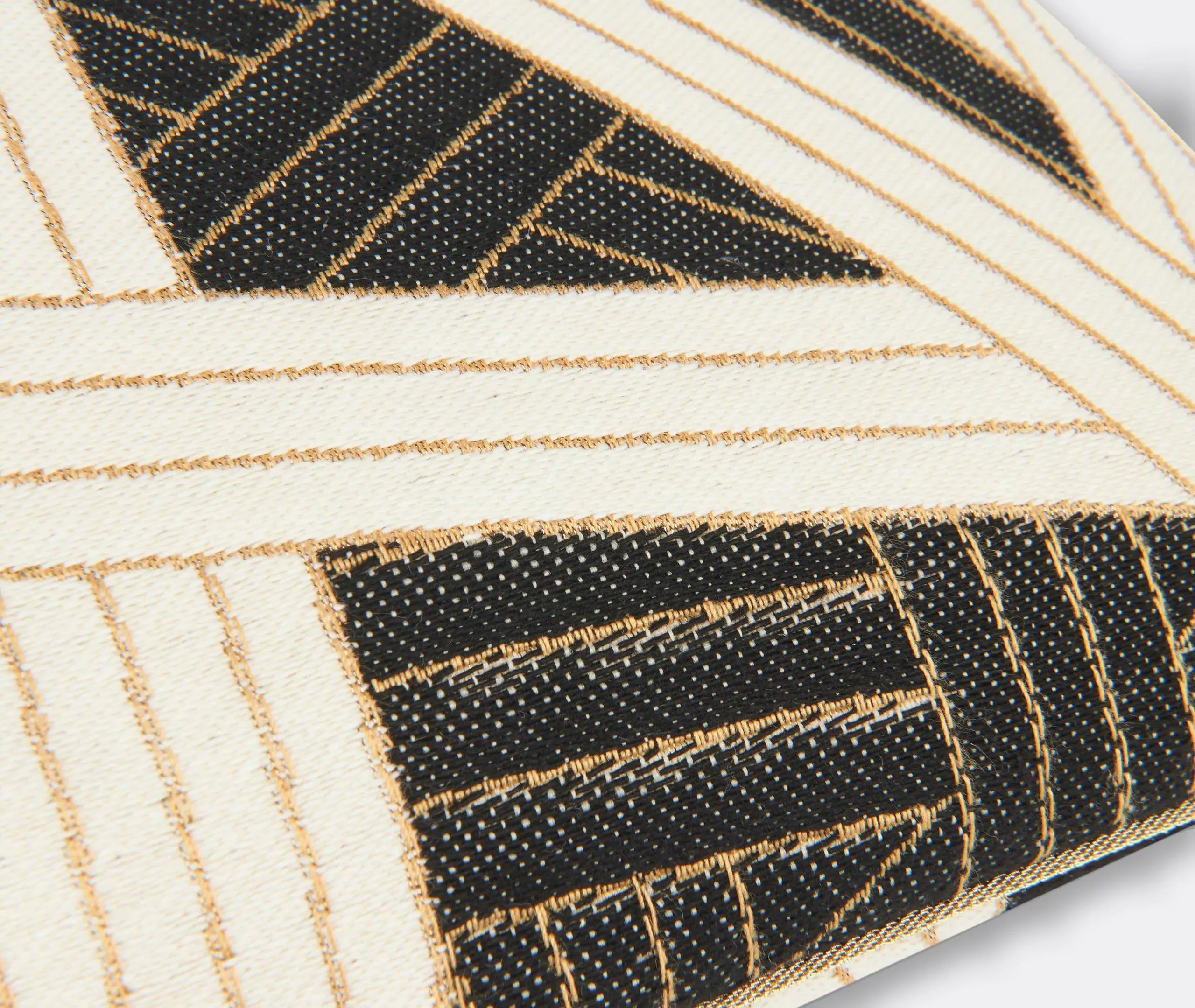Small Cushion with Linear Pattern - Black