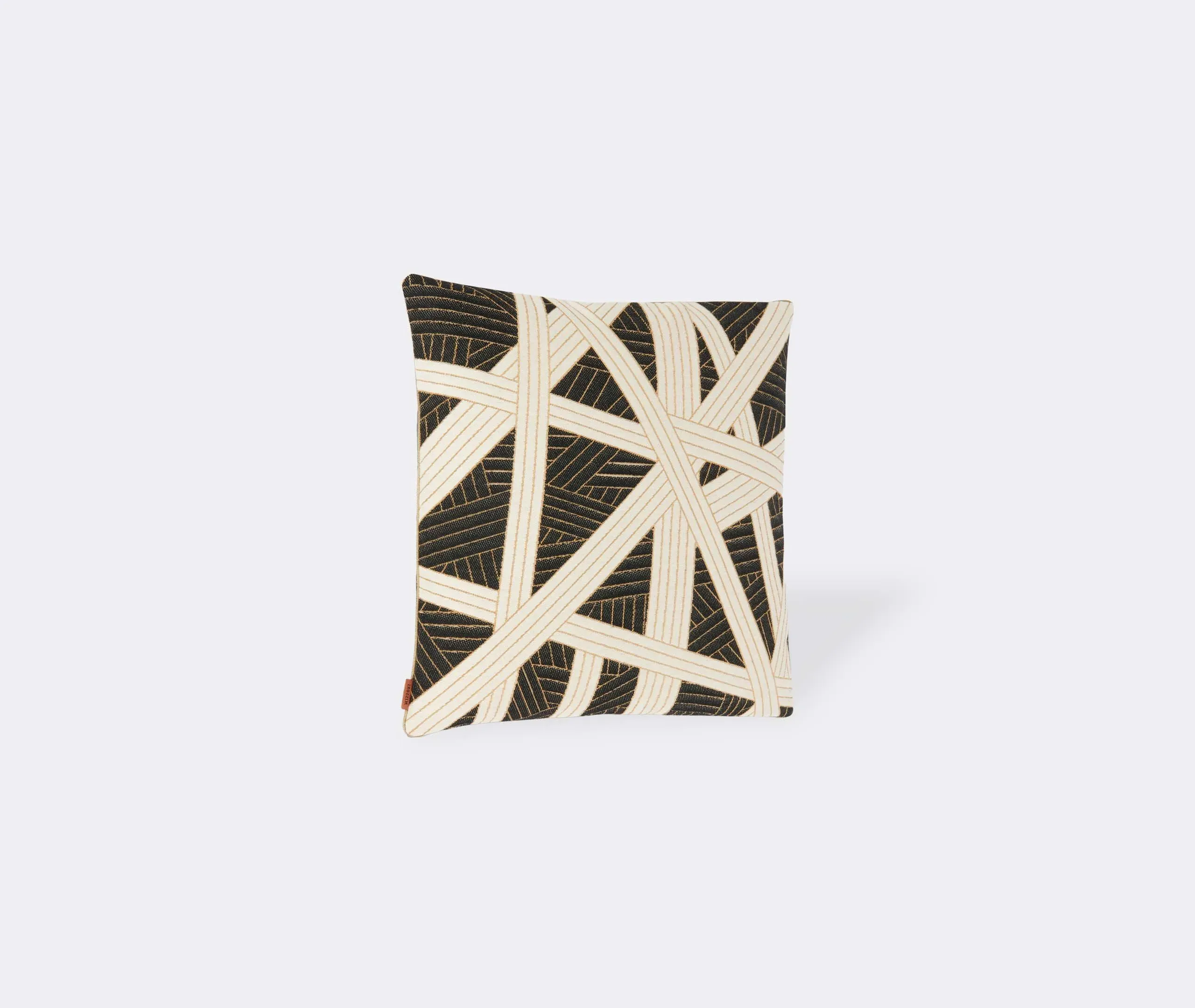 Small Cushion with Linear Pattern - Black
