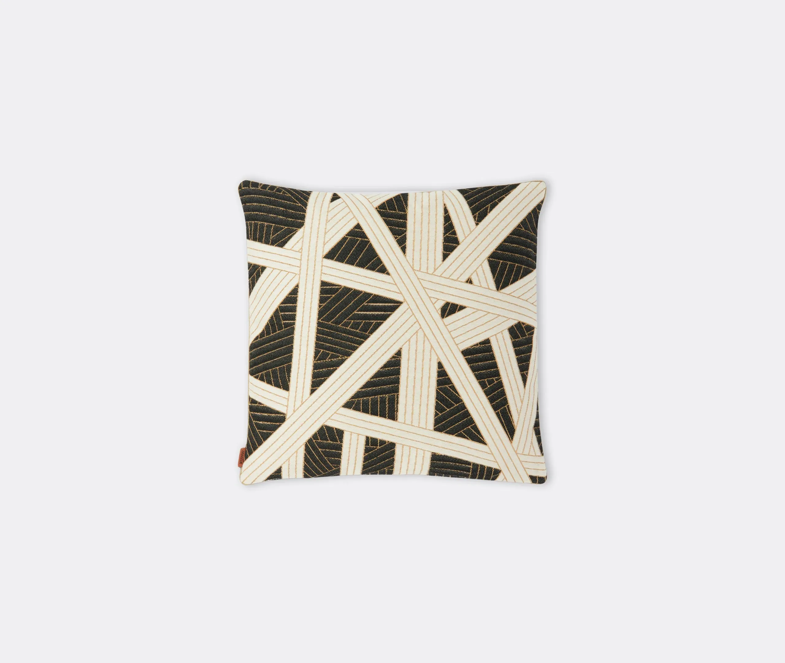 Small Cushion with Linear Pattern - Black