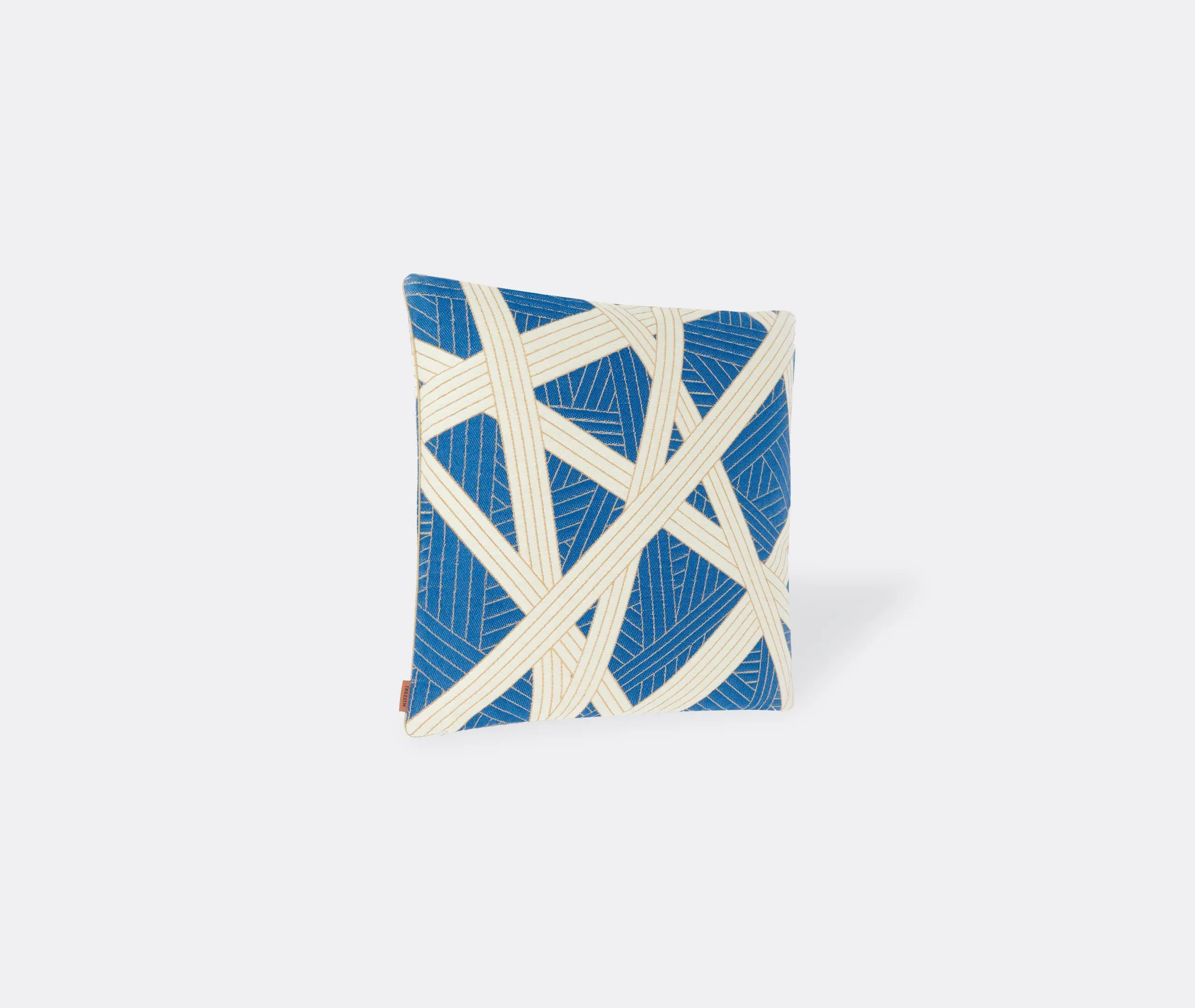 Small Cushion with Linear Pattern - Blue