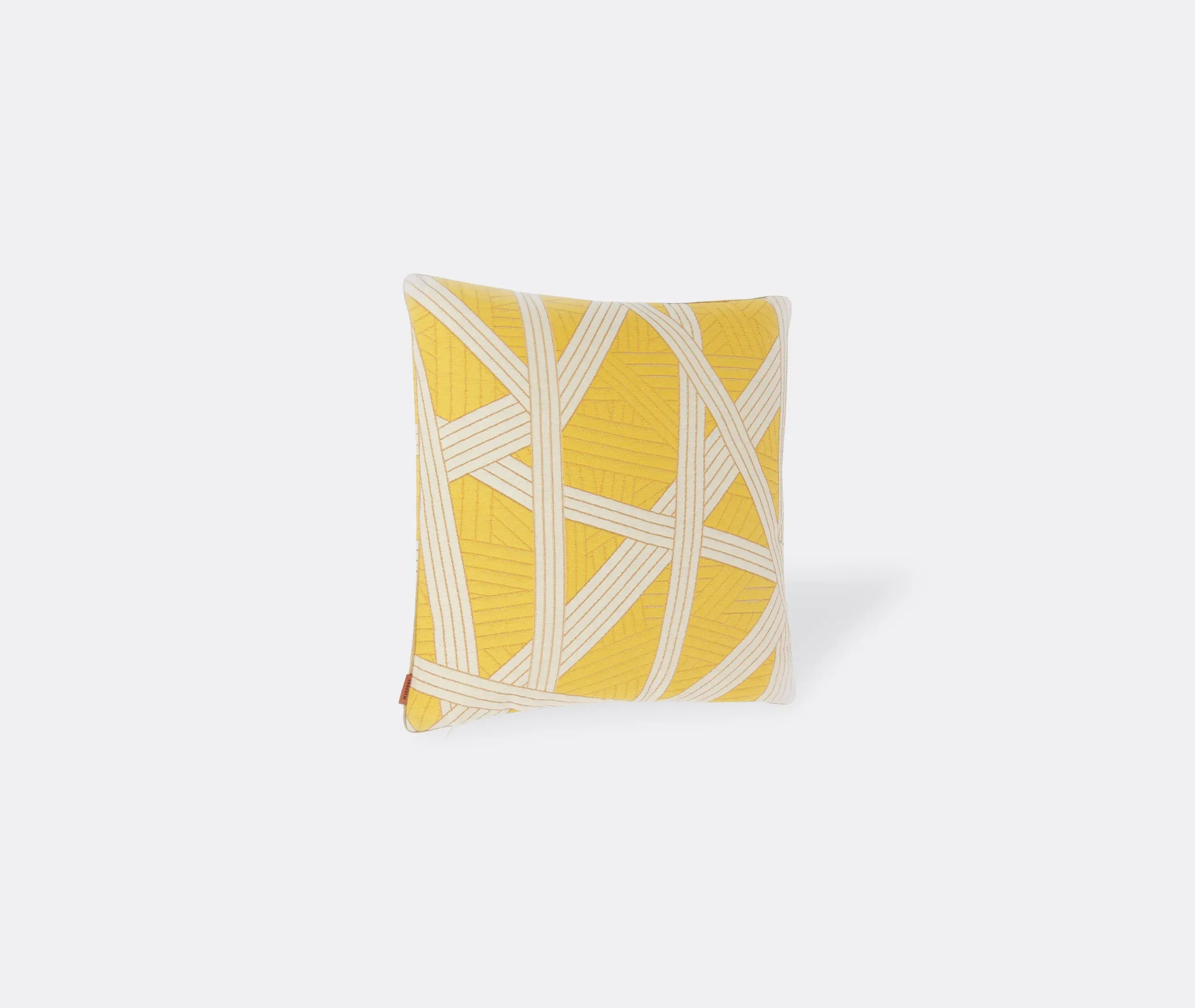Small Cushion with Linear Pattern - Yellow