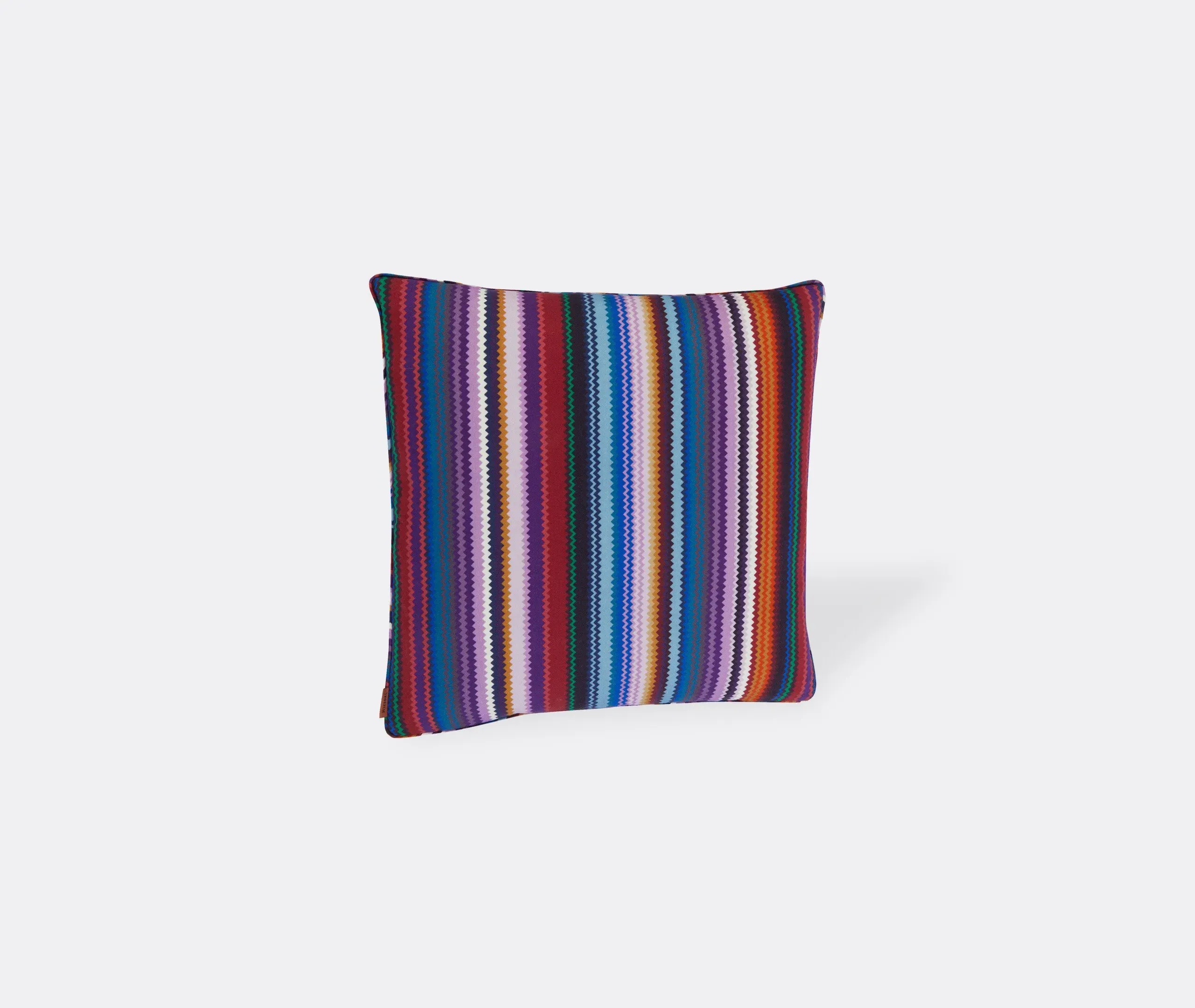 Square Cushion with Piping - Blue, Wool Satin