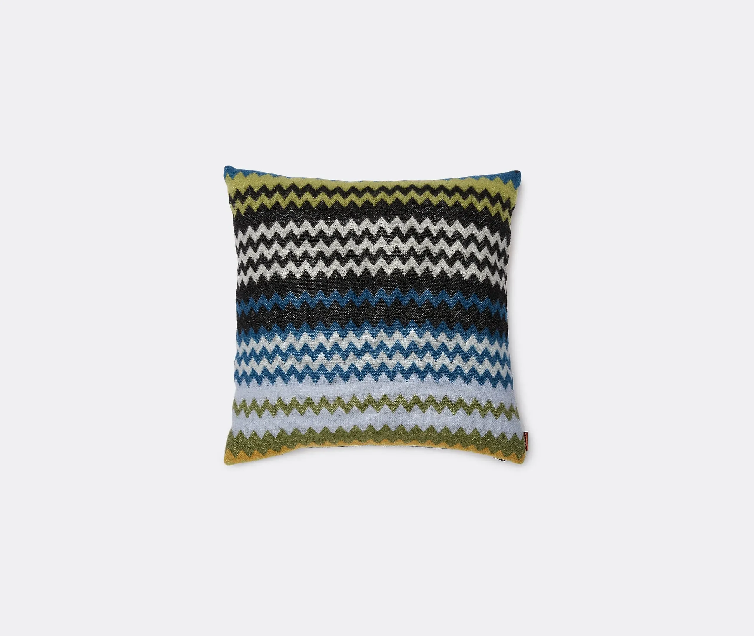 Square Cushion with Uniform Zigzags - Blue