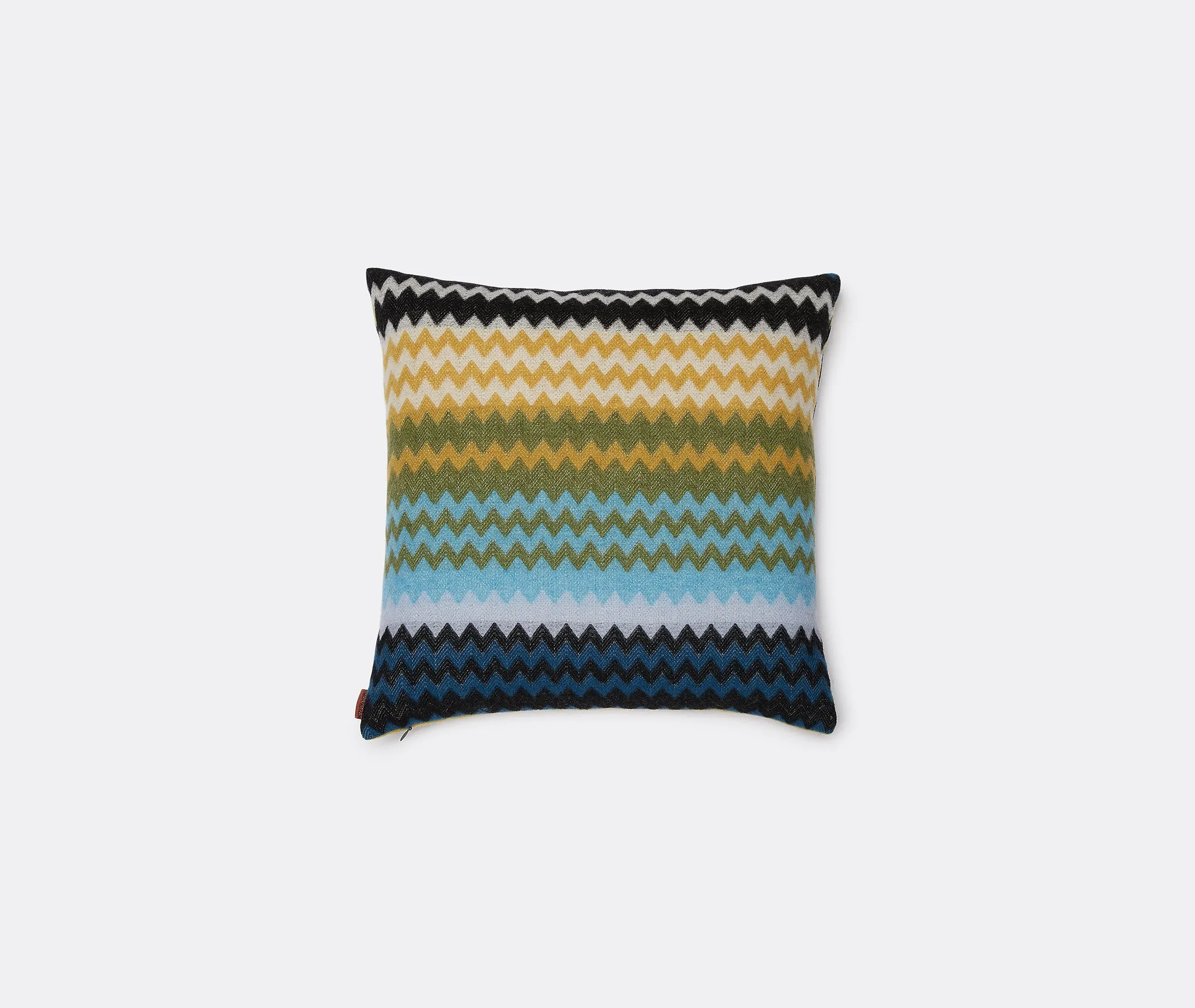 Square Cushion with Uniform Zigzags - Blue image