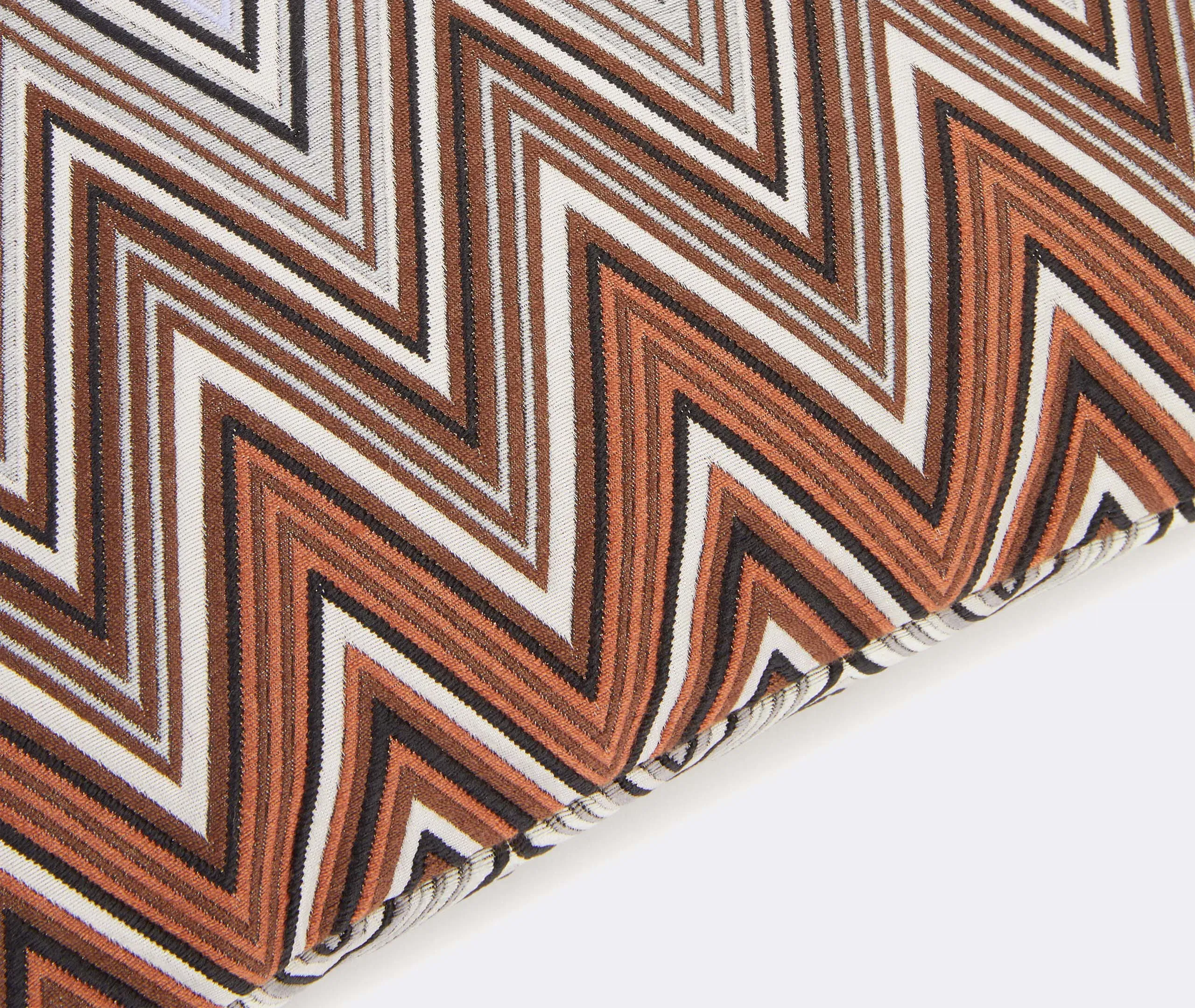 Square Cushion with Zigzag Print - Black, Polyester