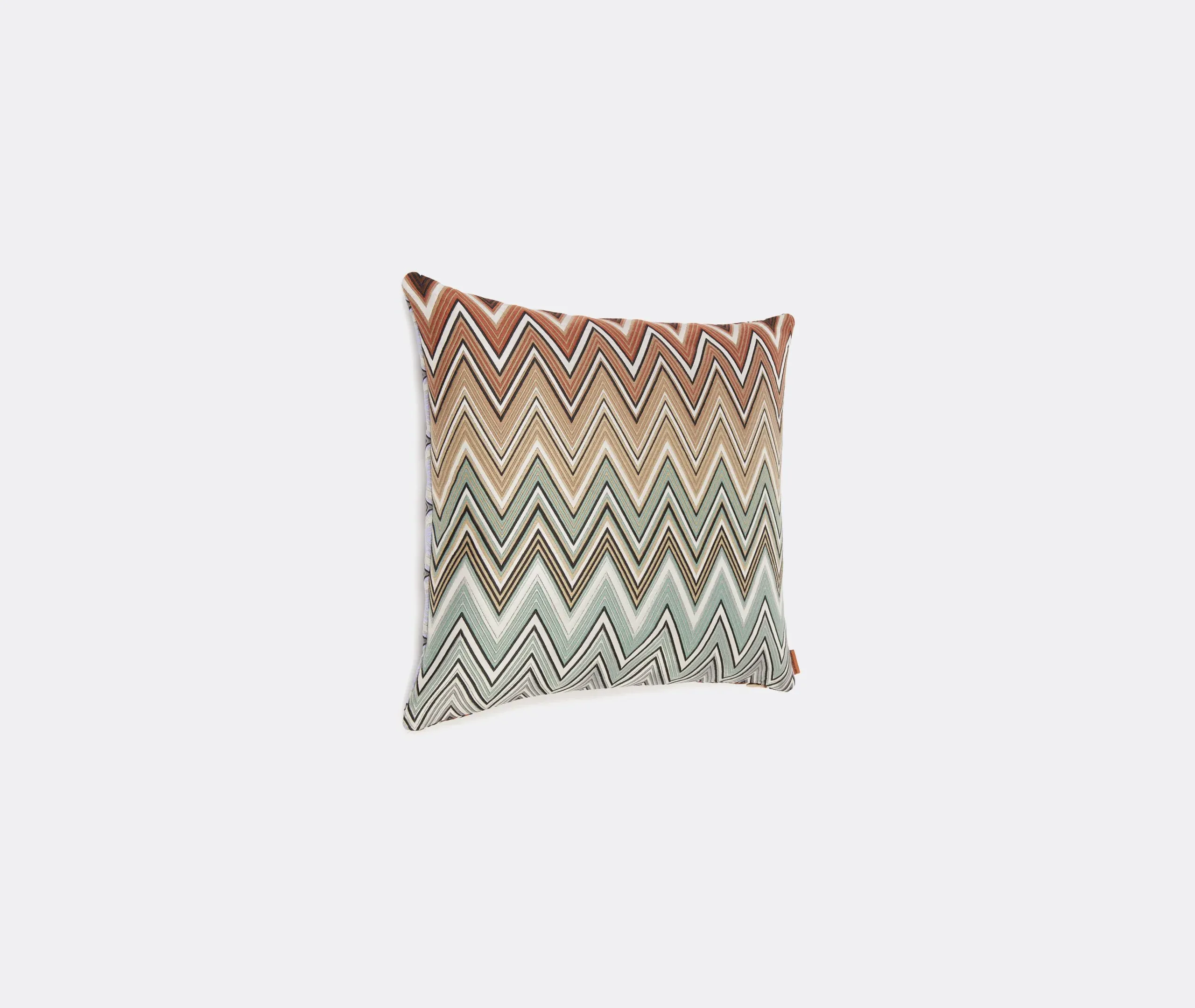 Square Cushion with Zigzag Print - Black, Polyester