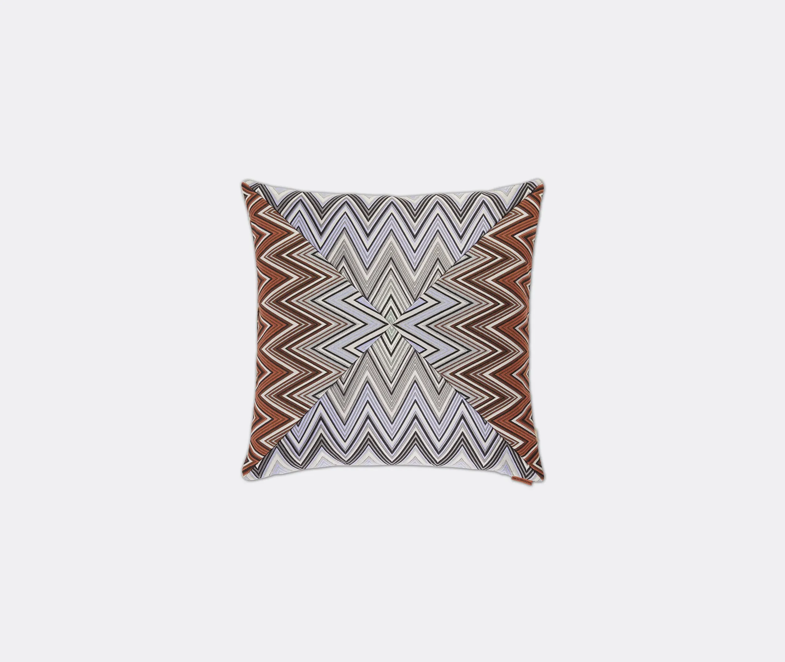 Square Cushion with Zigzag Print - Black, Polyester image