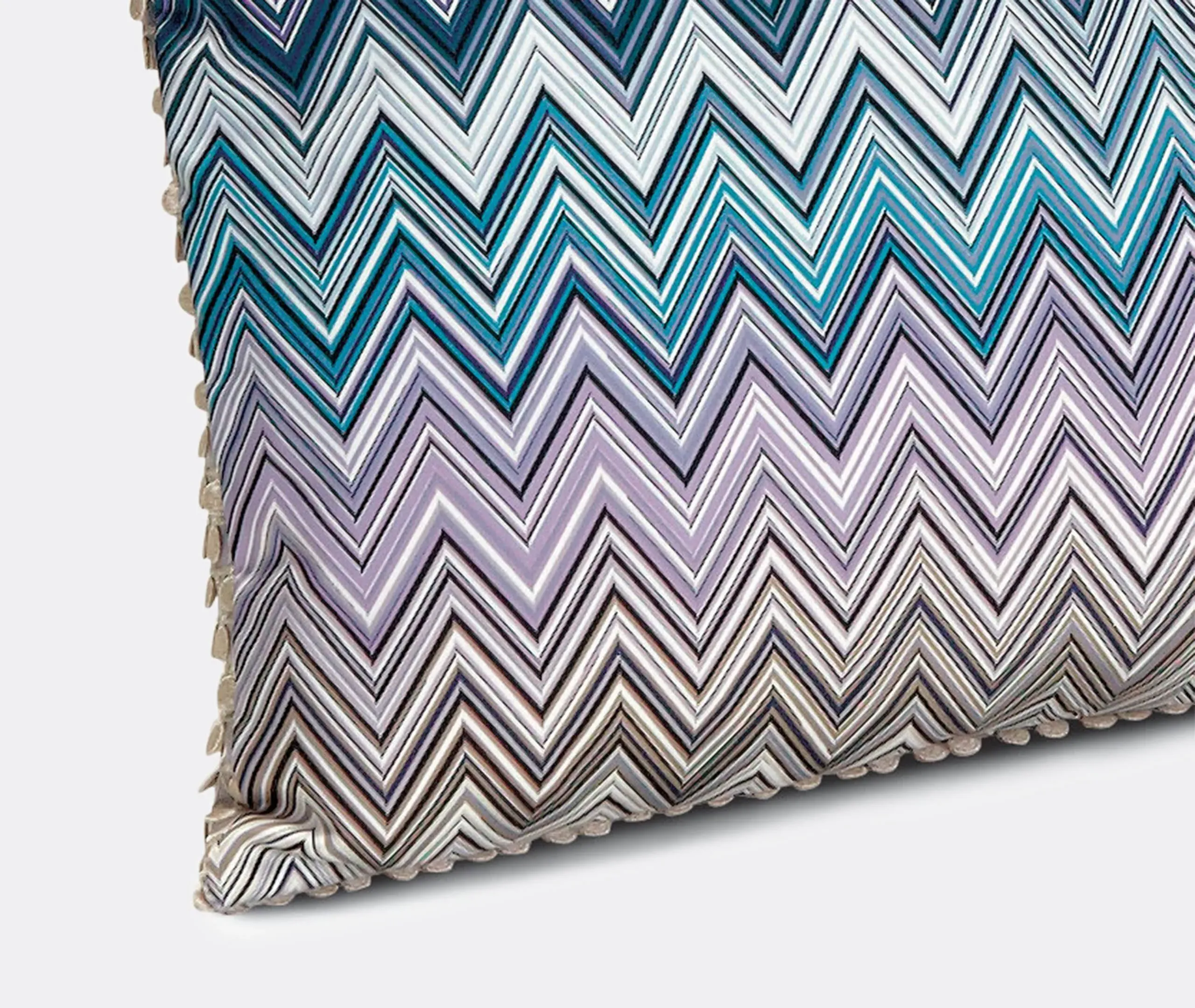 Square Cushion with Zigzag Print - Blue