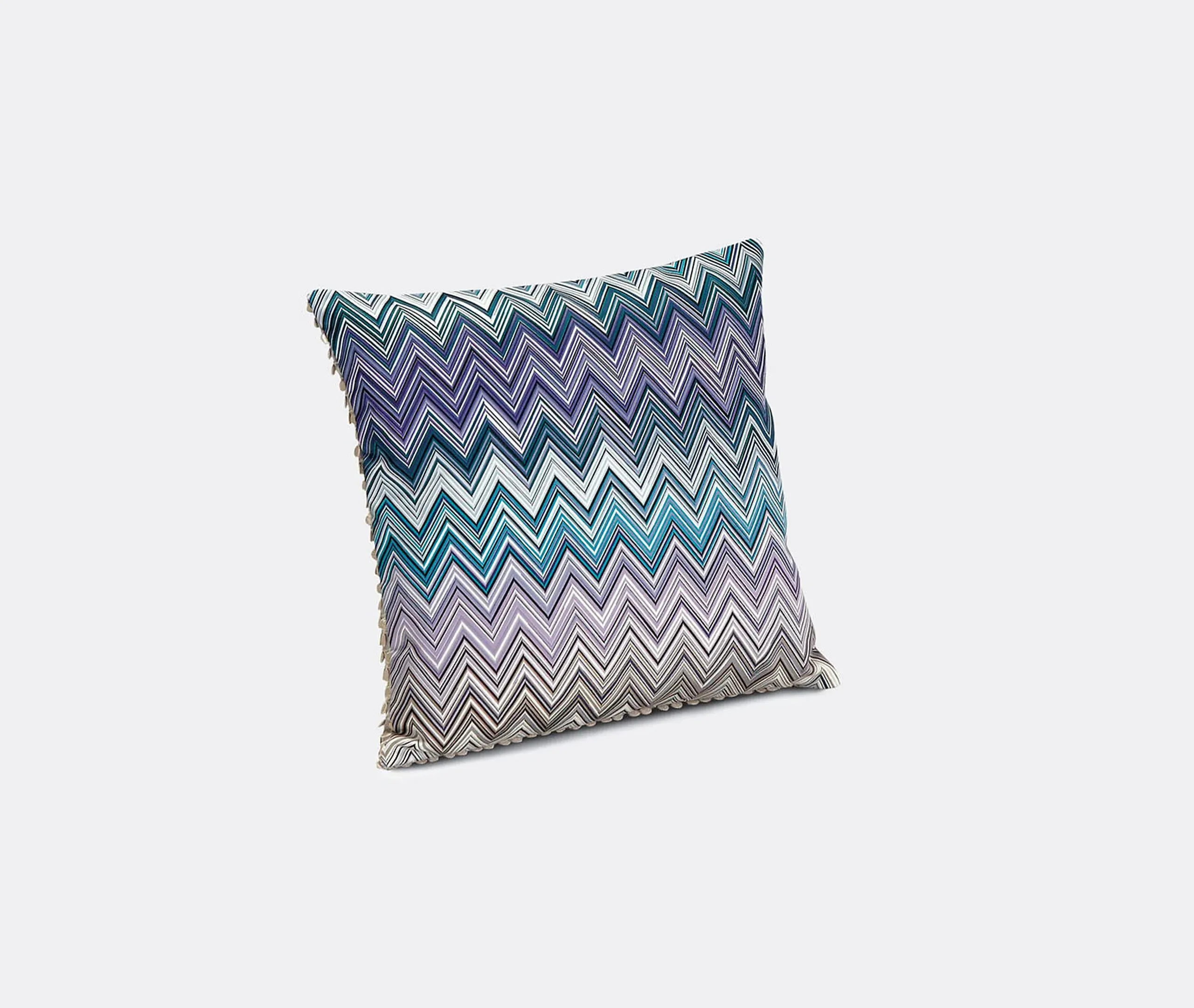 Square Cushion with Zigzag Print - Blue