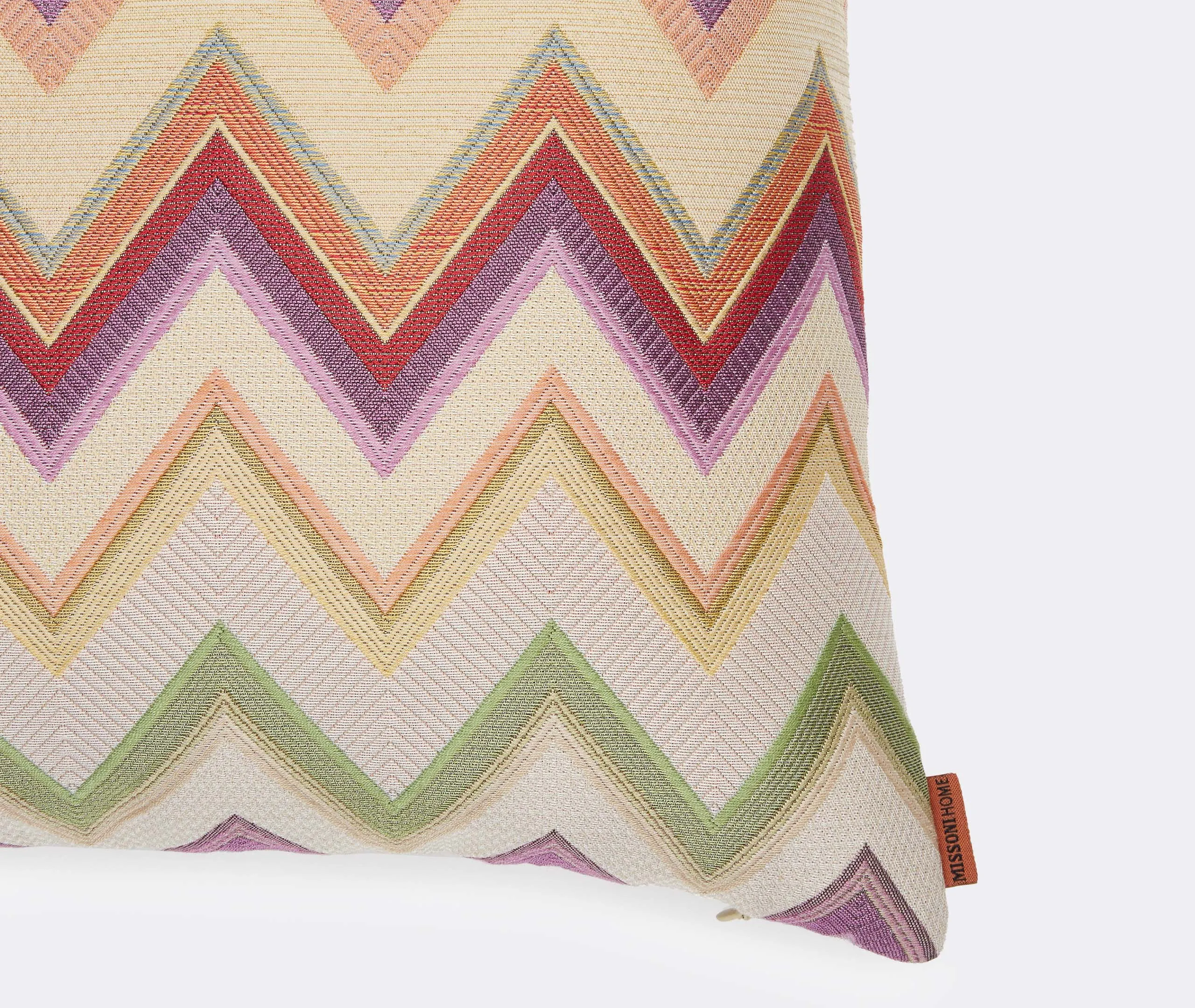 Square Cushion with Zigzag Print - Orange, Cotton