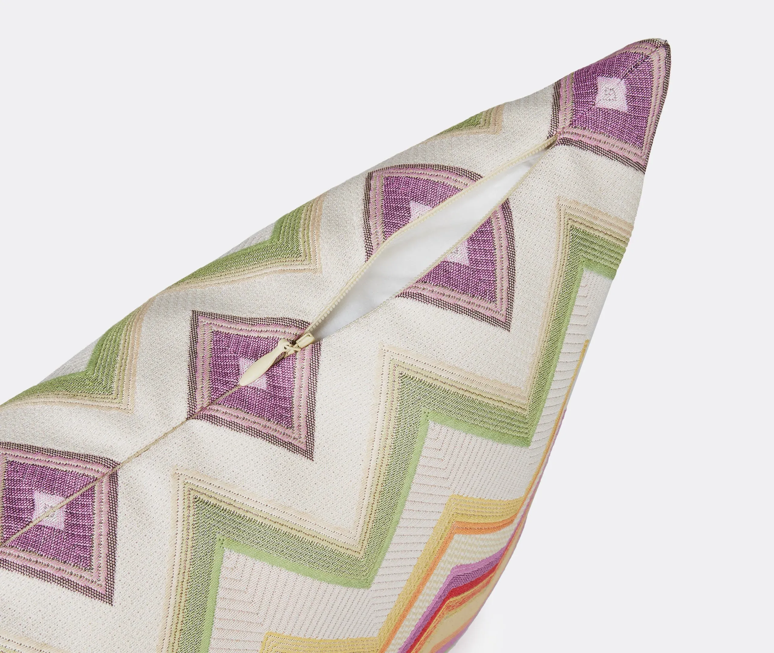 Square Cushion with Zigzag Print - Orange, Cotton