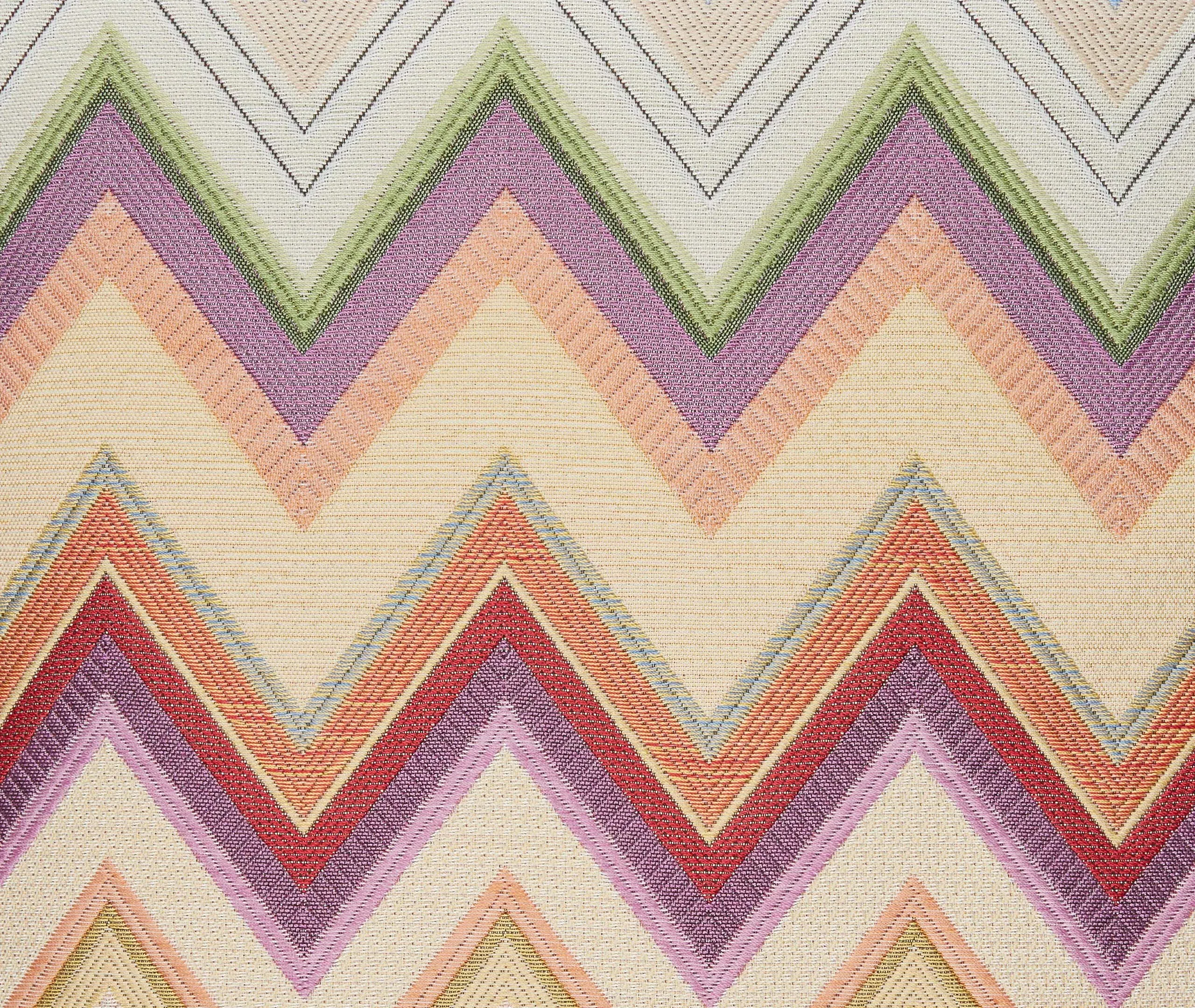 Square Cushion with Zigzag Print - Orange, Cotton