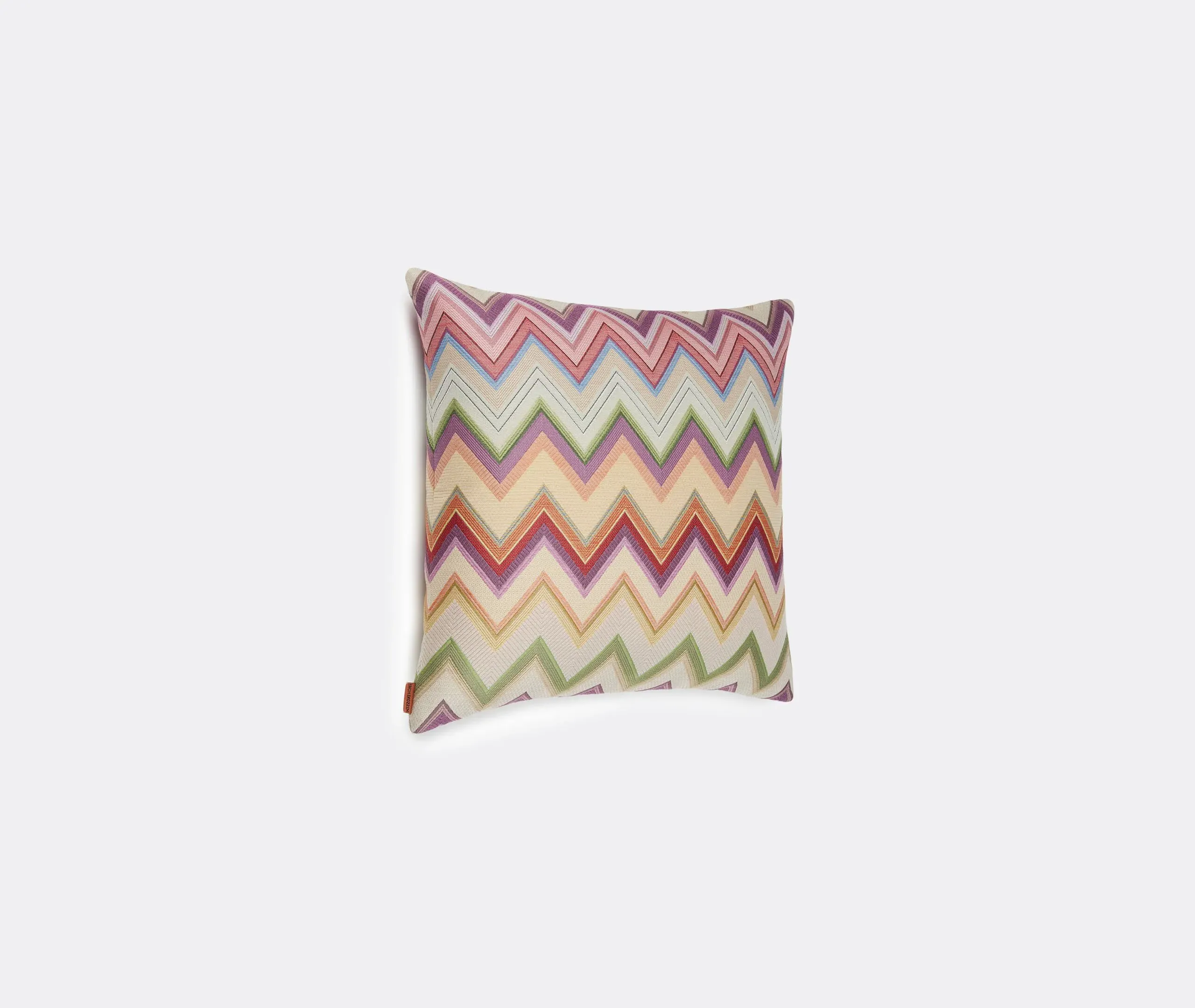 Square Cushion with Zigzag Print - Orange, Cotton image