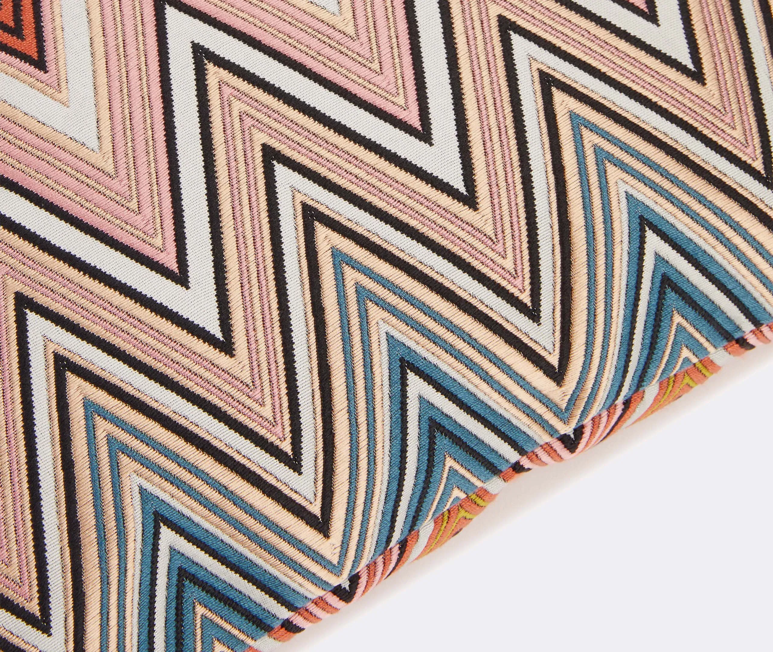 Square Cushion with Zigzag Print - Pink, Polyester