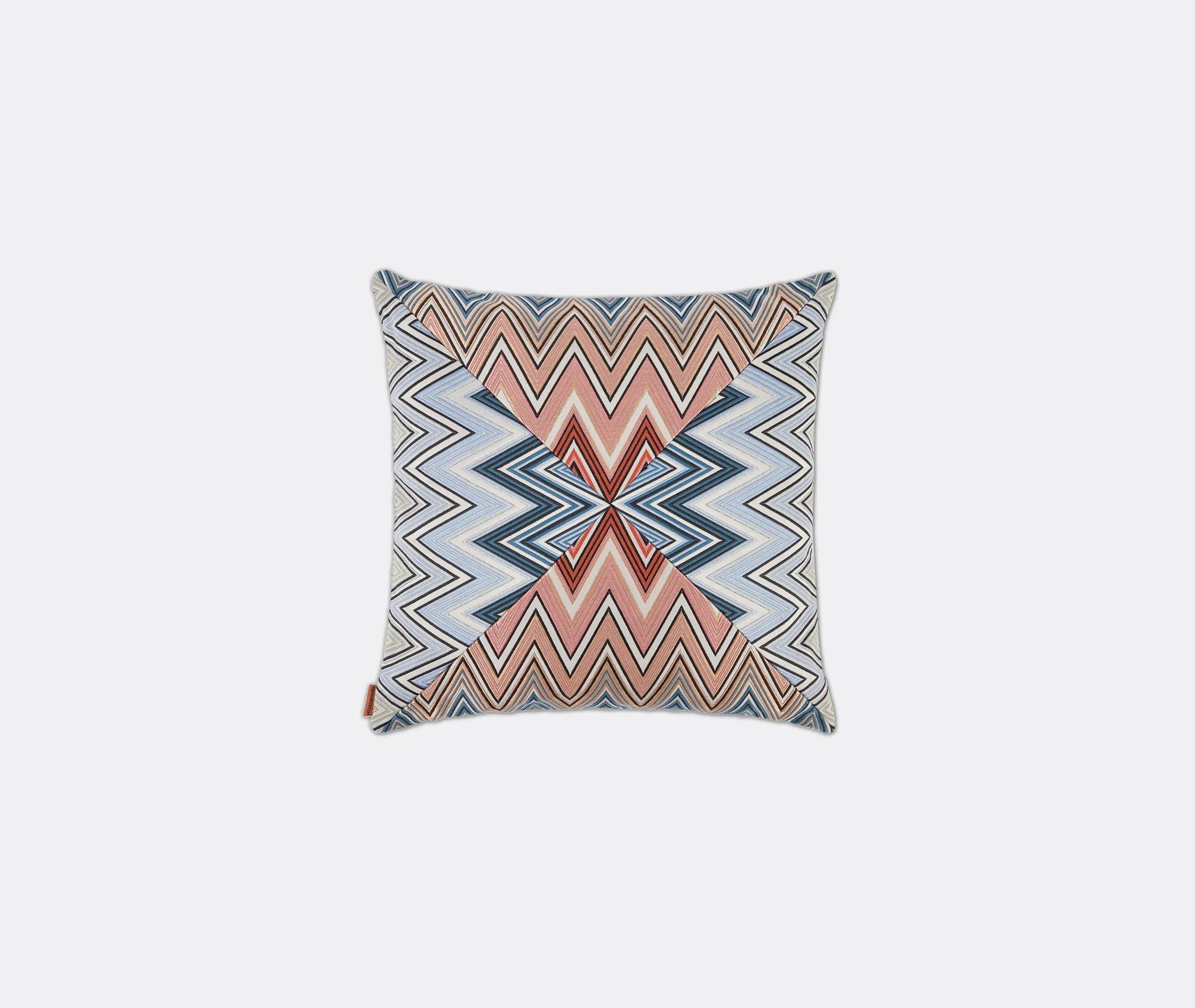 Square Cushion with Zigzag Print - Pink, Polyester