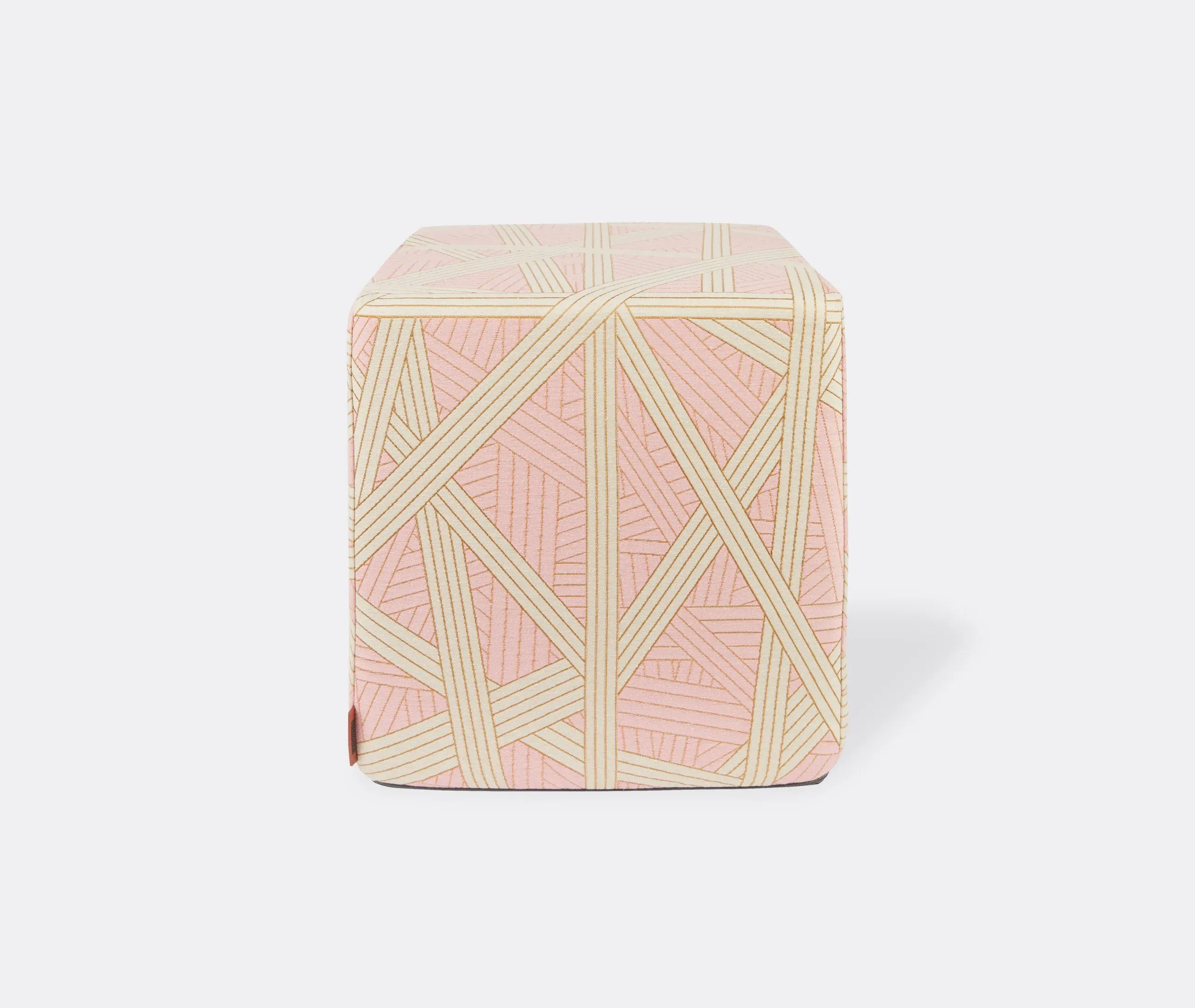 Square Pouf Cube with Gold Stitching - Pink image
