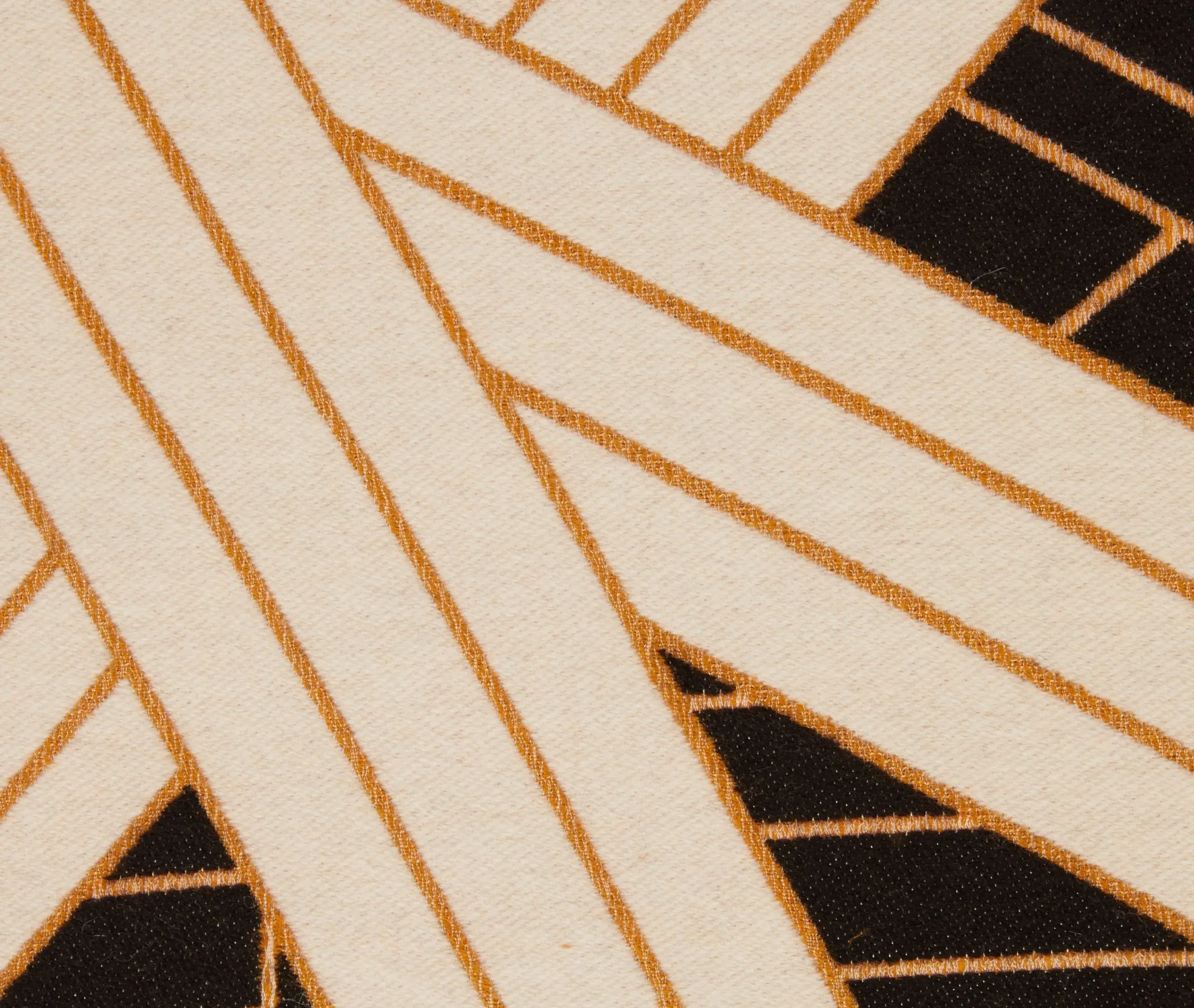 Striped Throw with Logo Trim - Black, Wool Blend