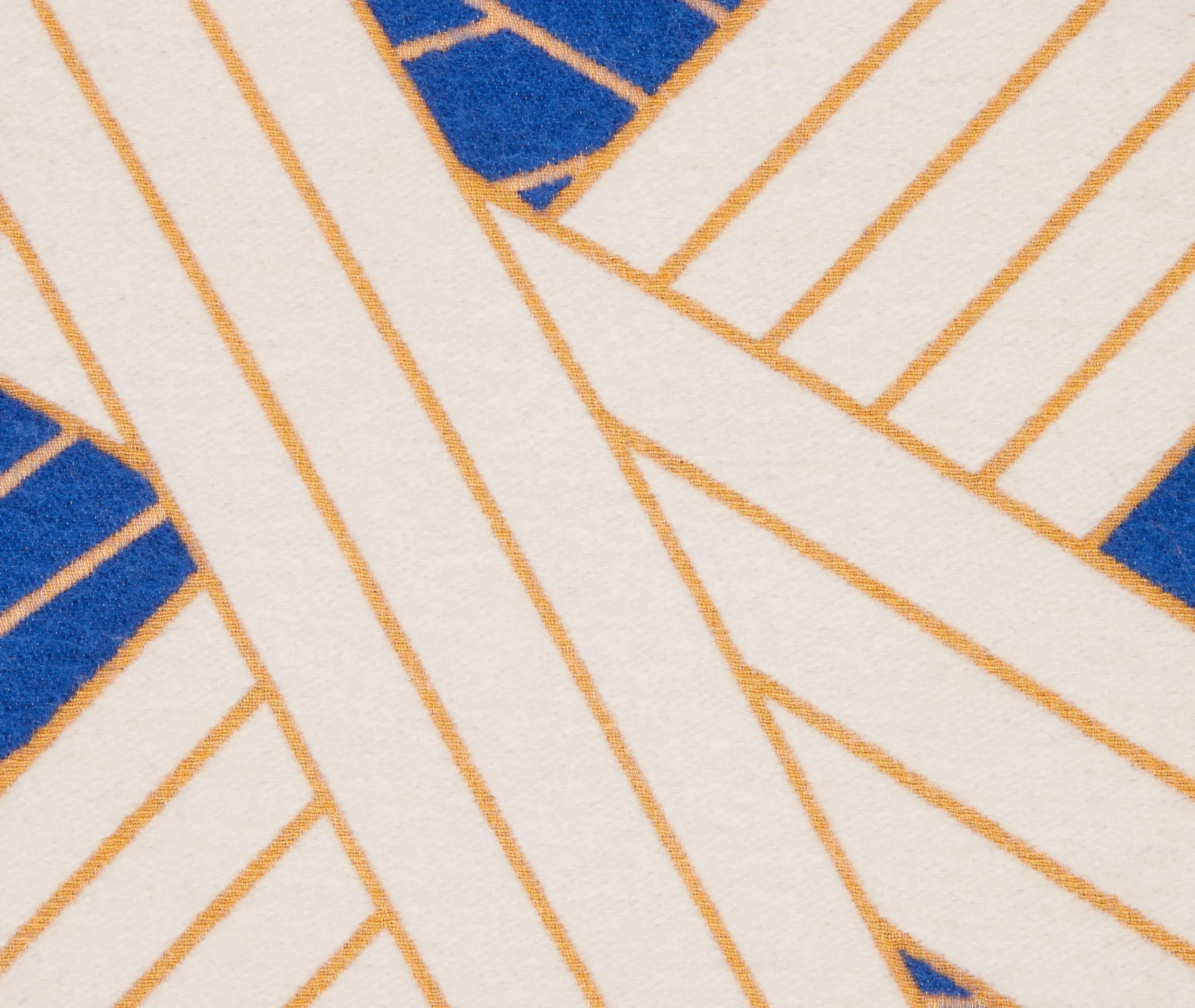 Striped Throw with Trim - Blue, Wool Blend