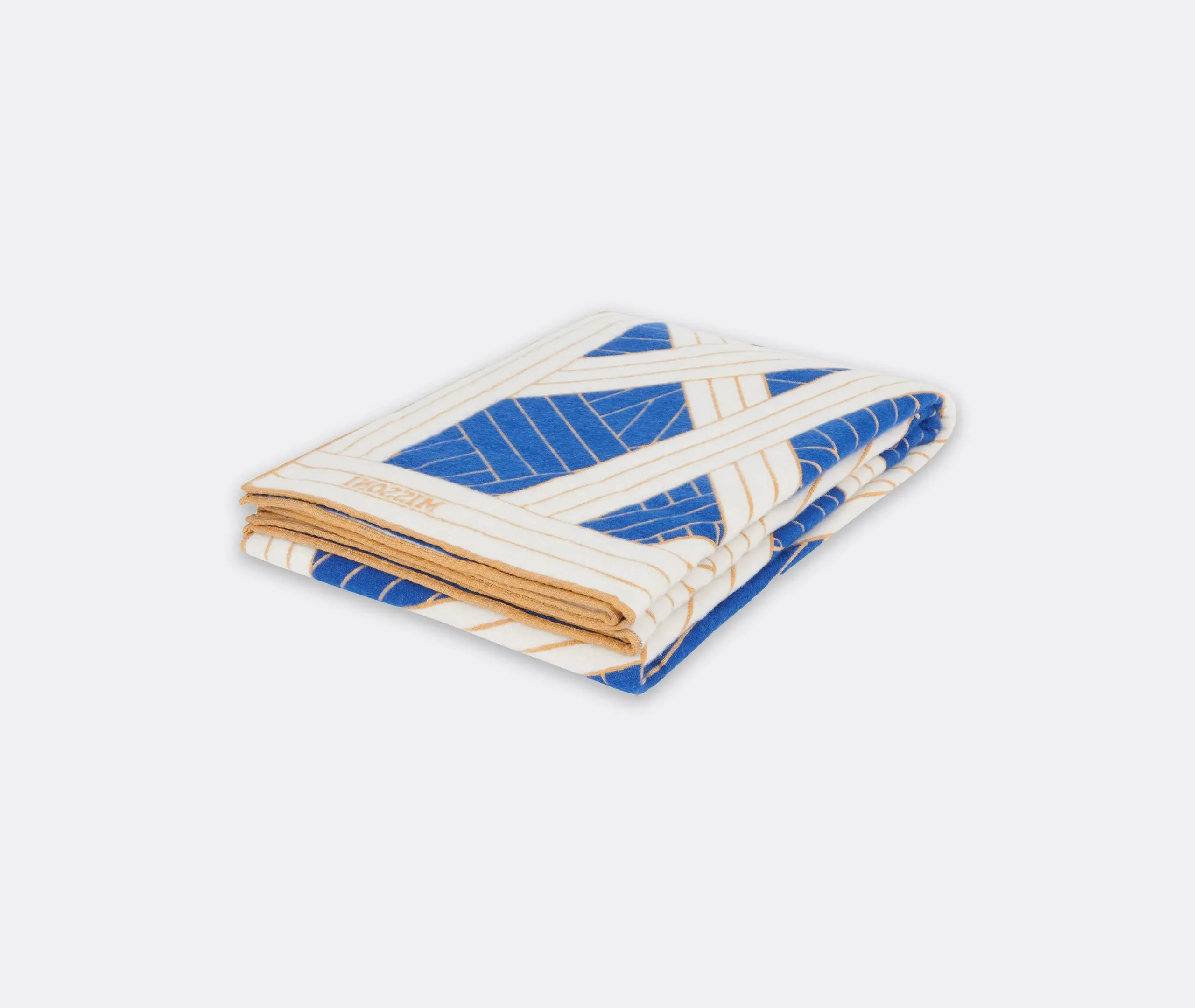 Striped Throw with Trim - Blue, Wool Blend