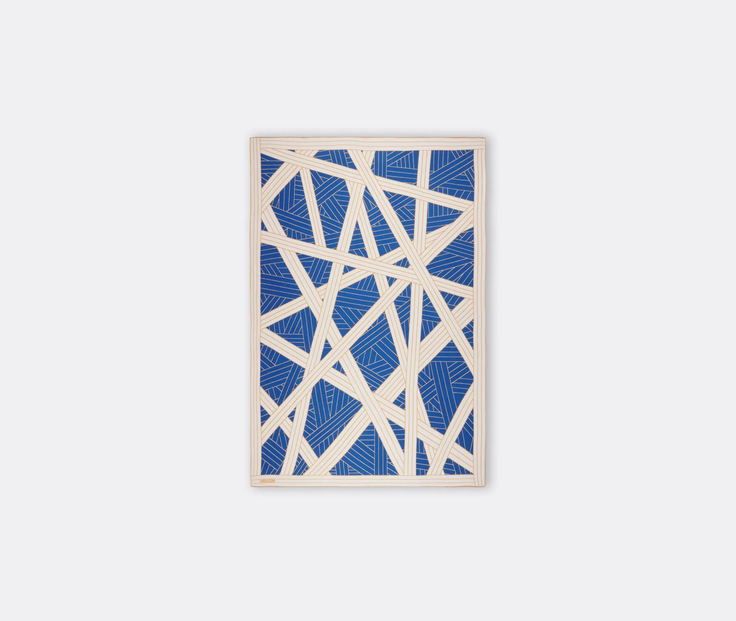 Striped Throw with Trim - Blue, Wool Blend