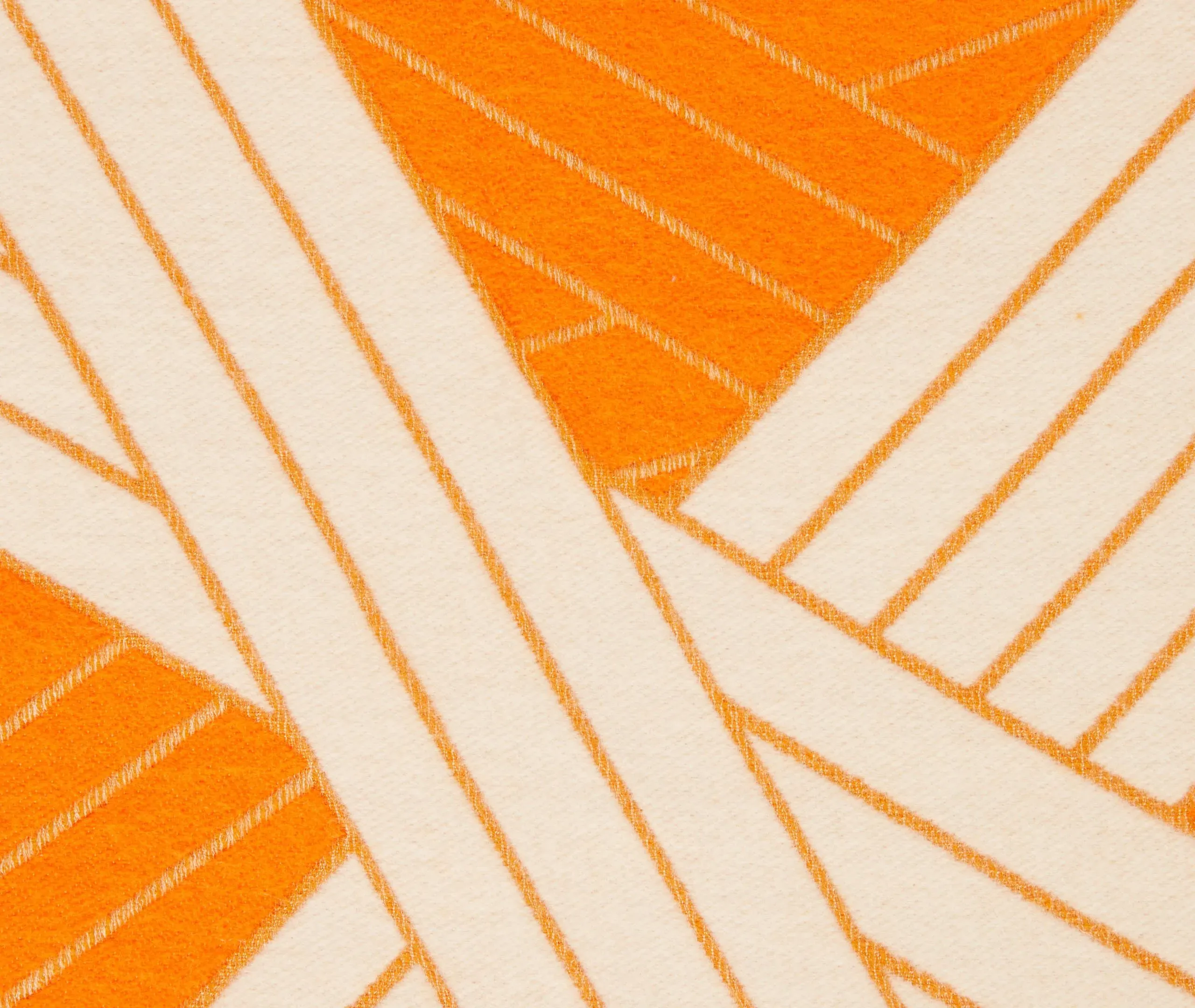 Striped Throw with Trim - Orange, Wool Blend