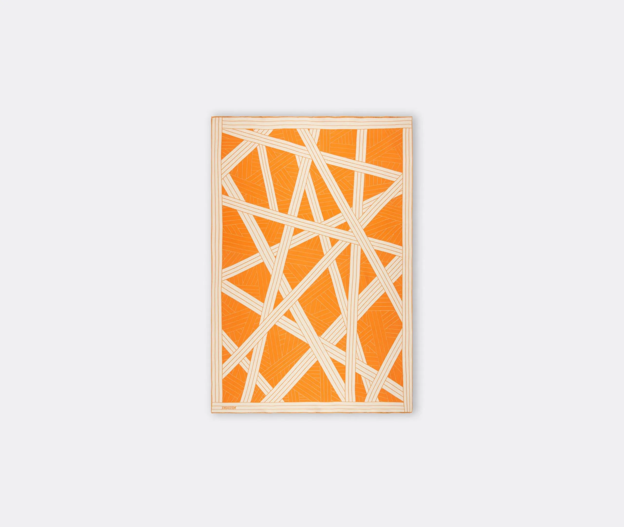 Striped Throw with Trim - Orange, Wool Blend