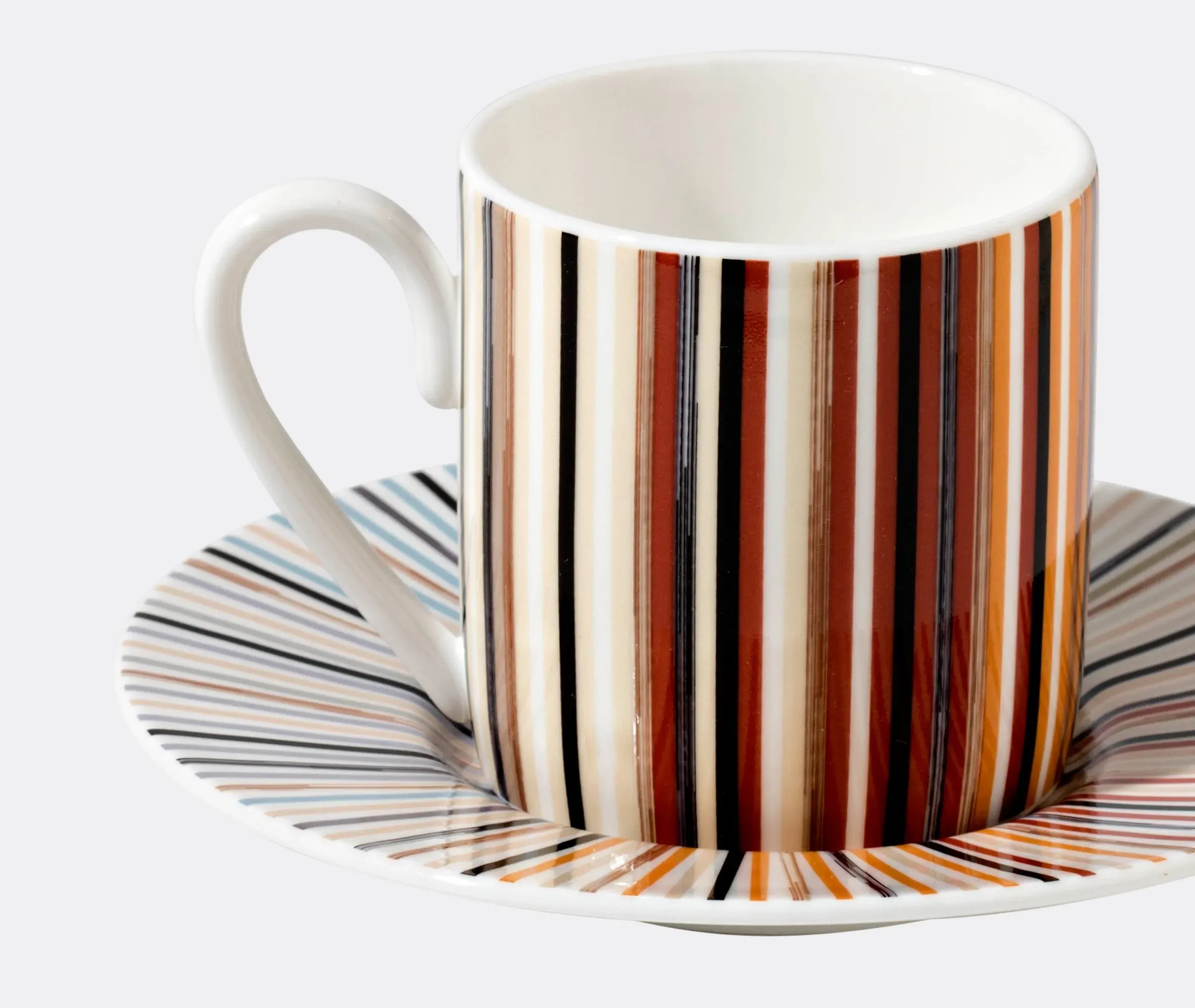 Stripes Jenkins Coffee Cup Set of Two - Multicolour, Bone China