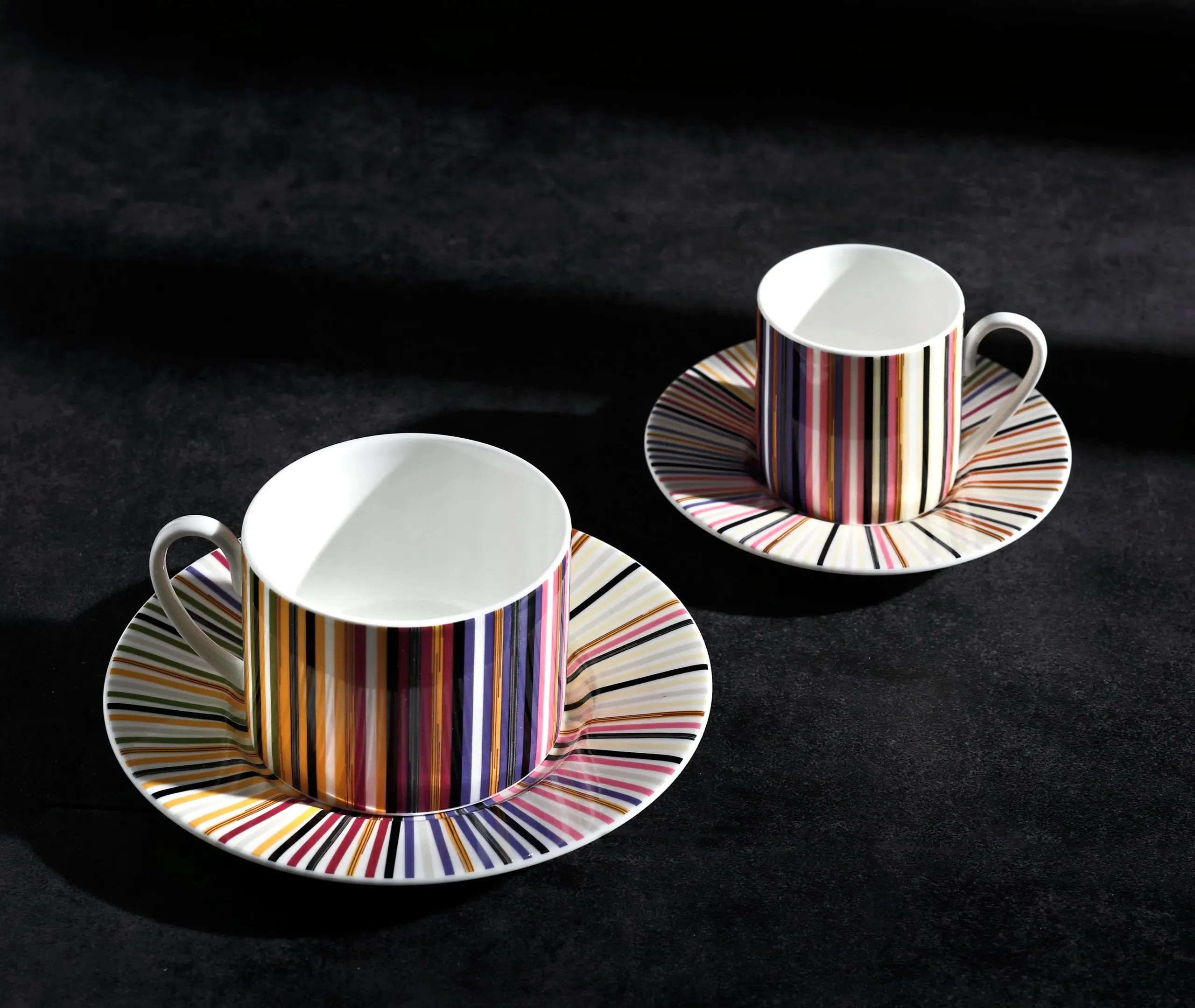 Stripes Jenkins Teacup and Saucer Set of Two - Multicolour