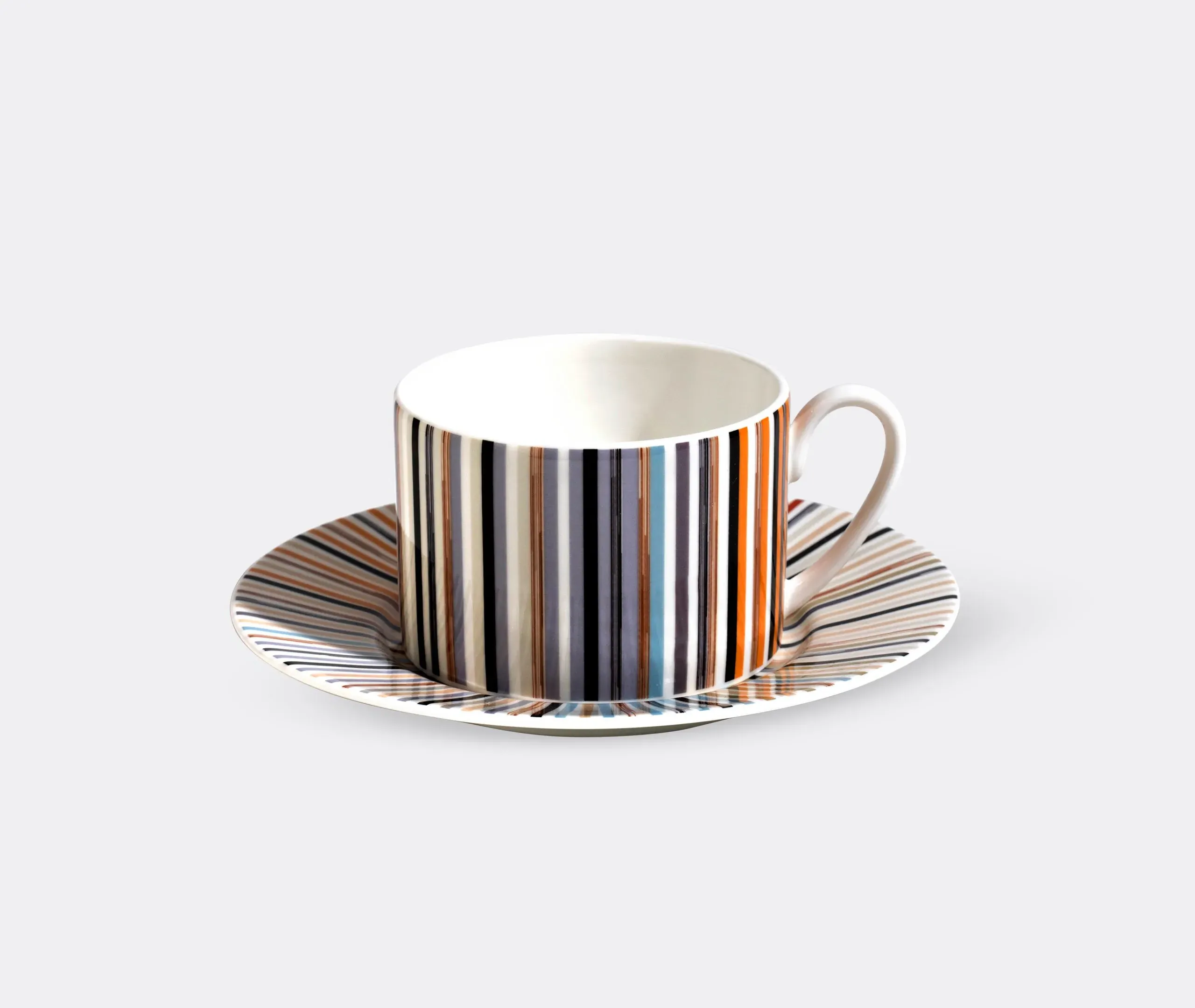 Stripes Jenkins Teacup Set of Two - Multicolour, Bone China