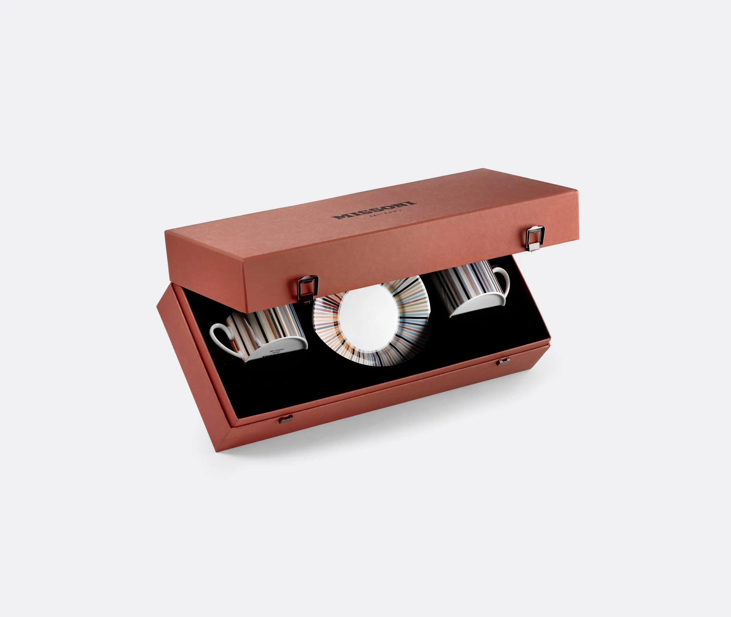 Stripes Jenkins Teacup Set of Two - Multicolour, Bone China