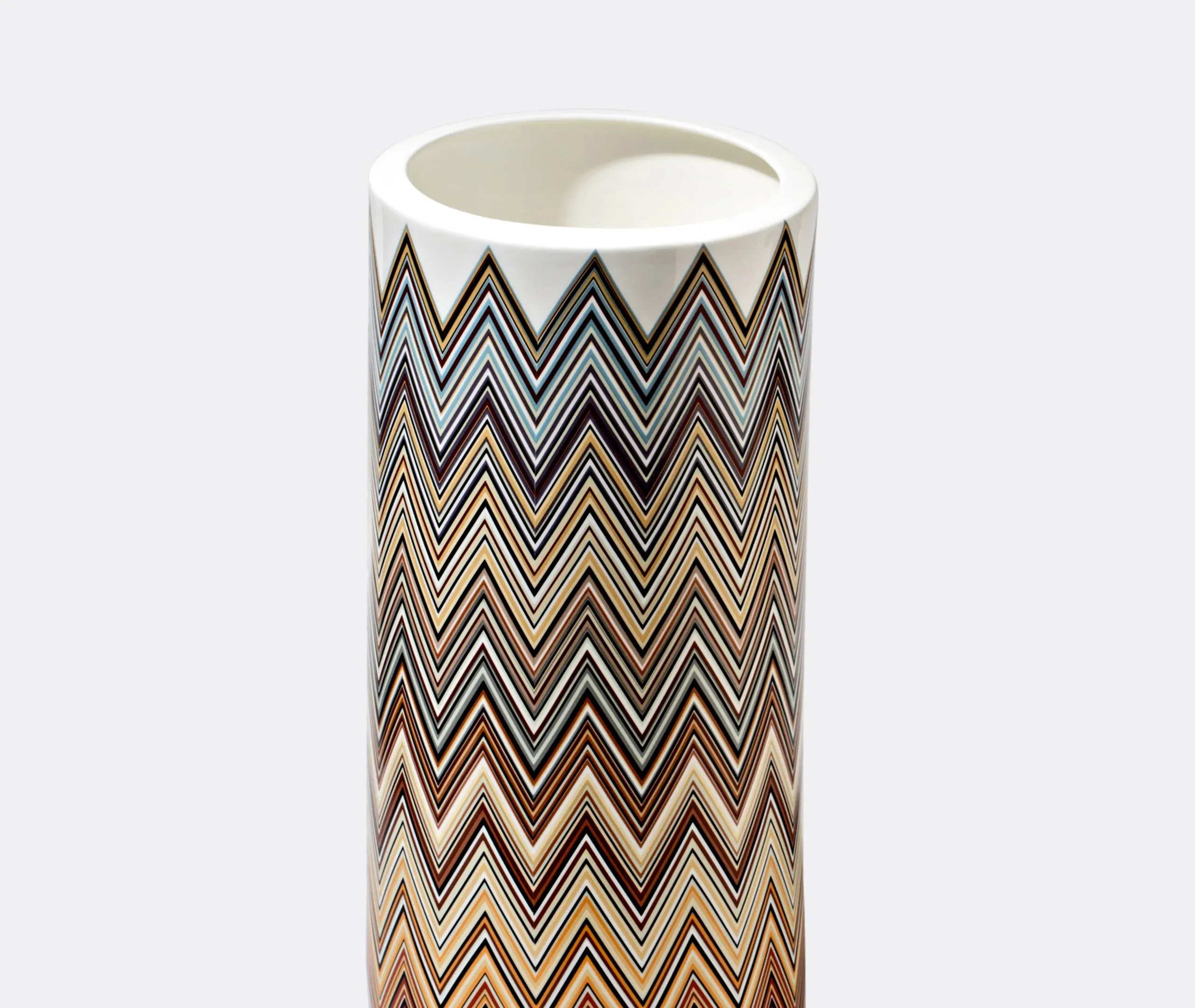 Tall Vase with Zigzag Pattern - Multicolour