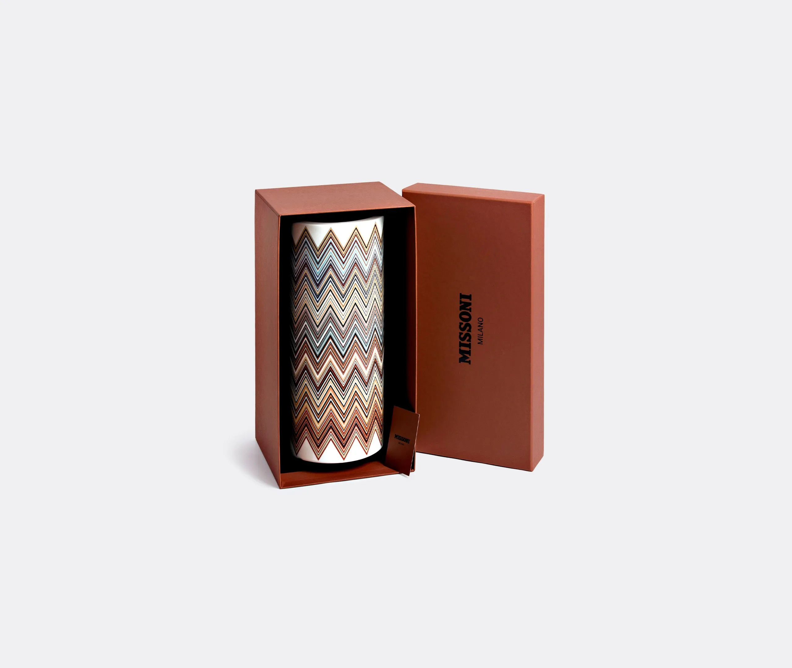 Tall Vase with Zigzag Pattern - Multicolour