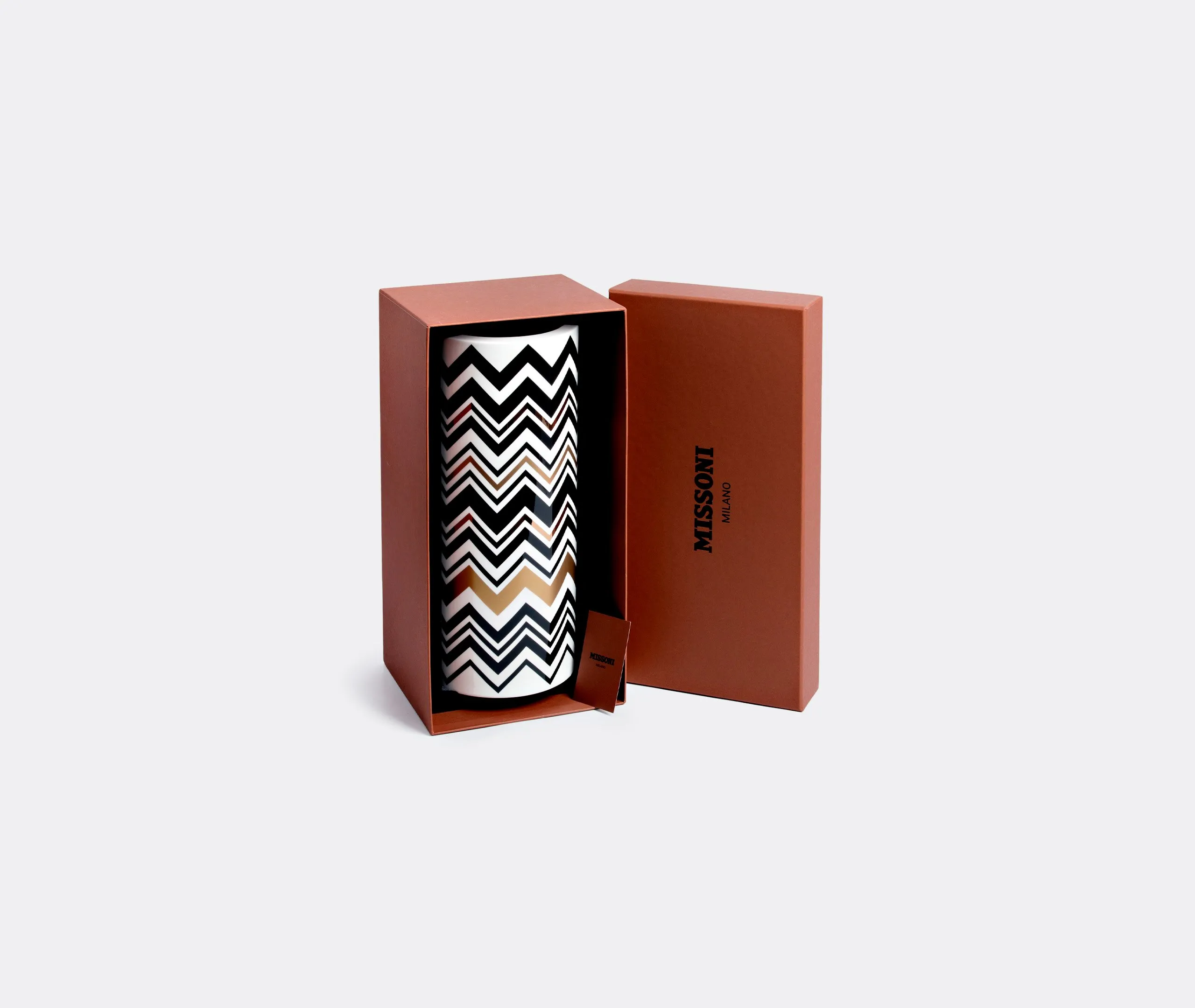 Tall Vase with Zigzag Pattern - Multicolour
