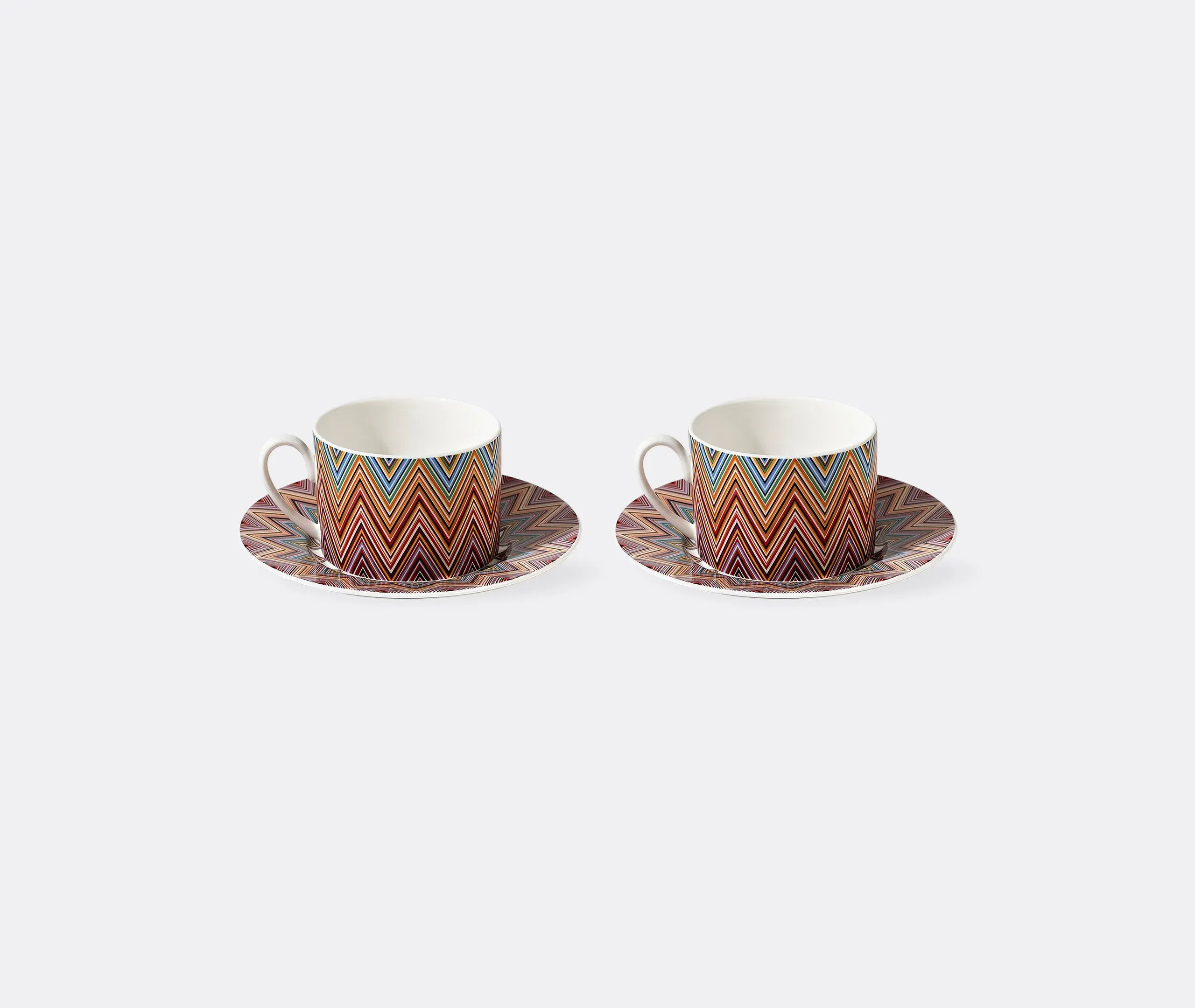 Teacup and Saucer Set of 2 - Multicolour Zigzag image