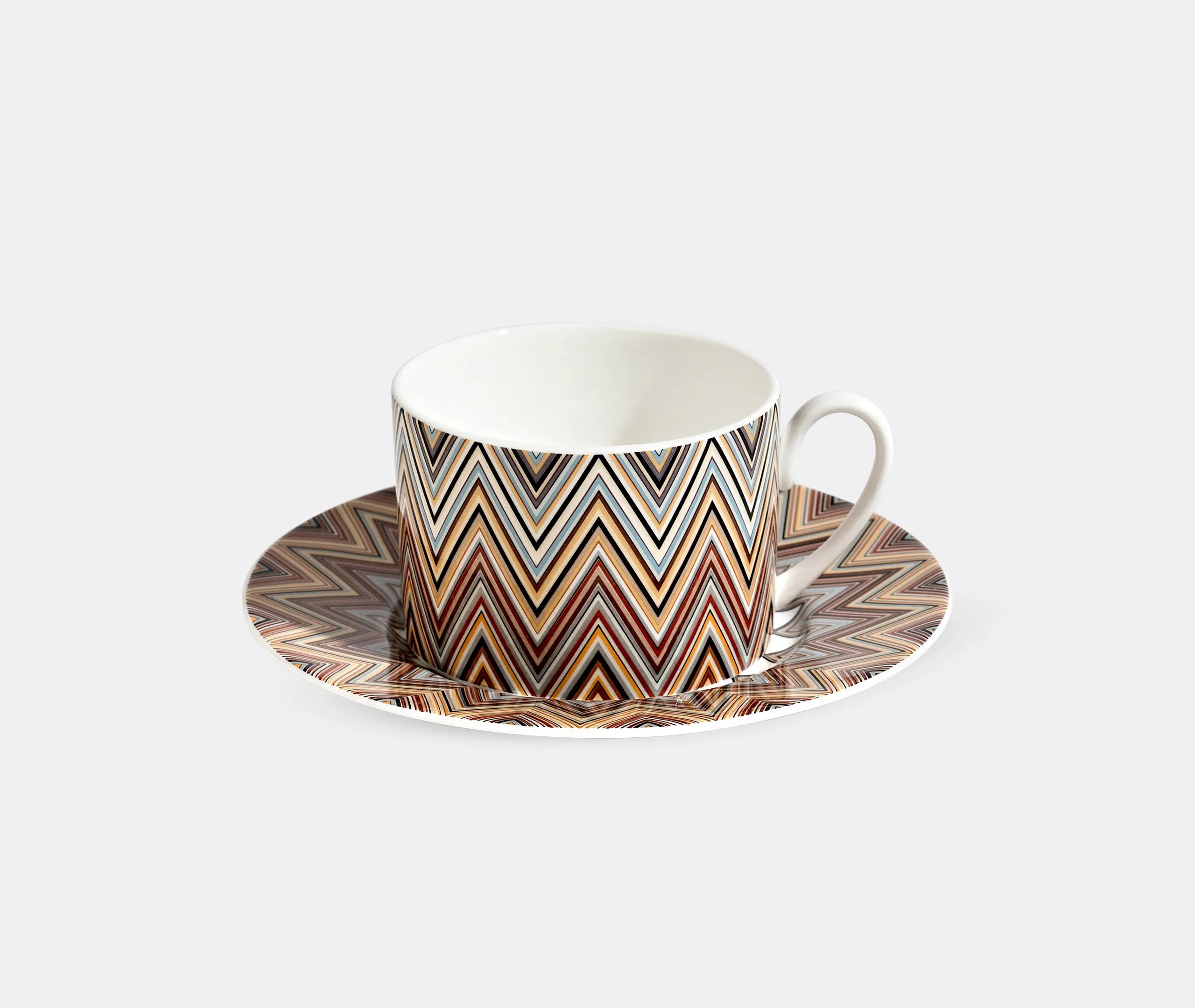 Teacup & Saucer Set of 2 - Multicolour, Ceramic