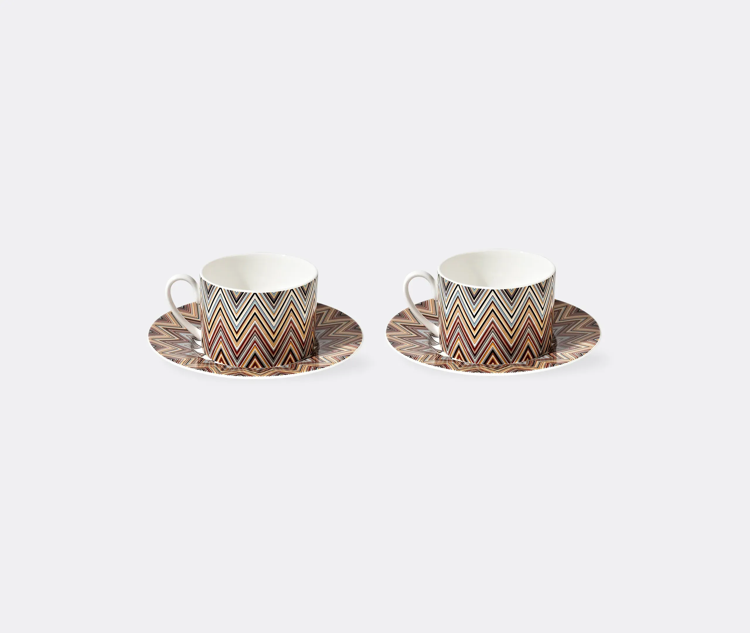 Teacup & Saucer Set of 2 - Multicolour, Ceramic