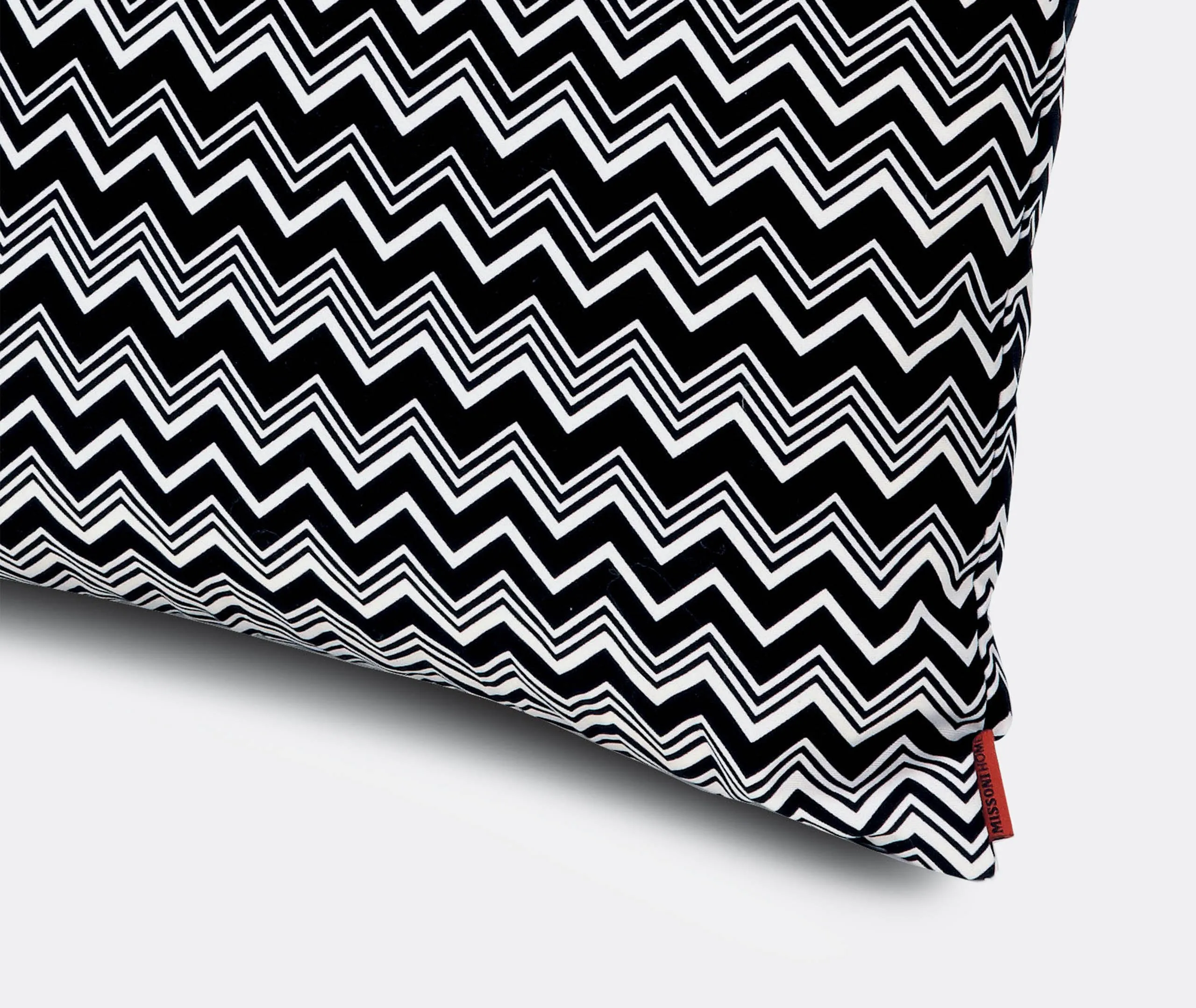 Tobago Cushion with Zigzag Motif - Black