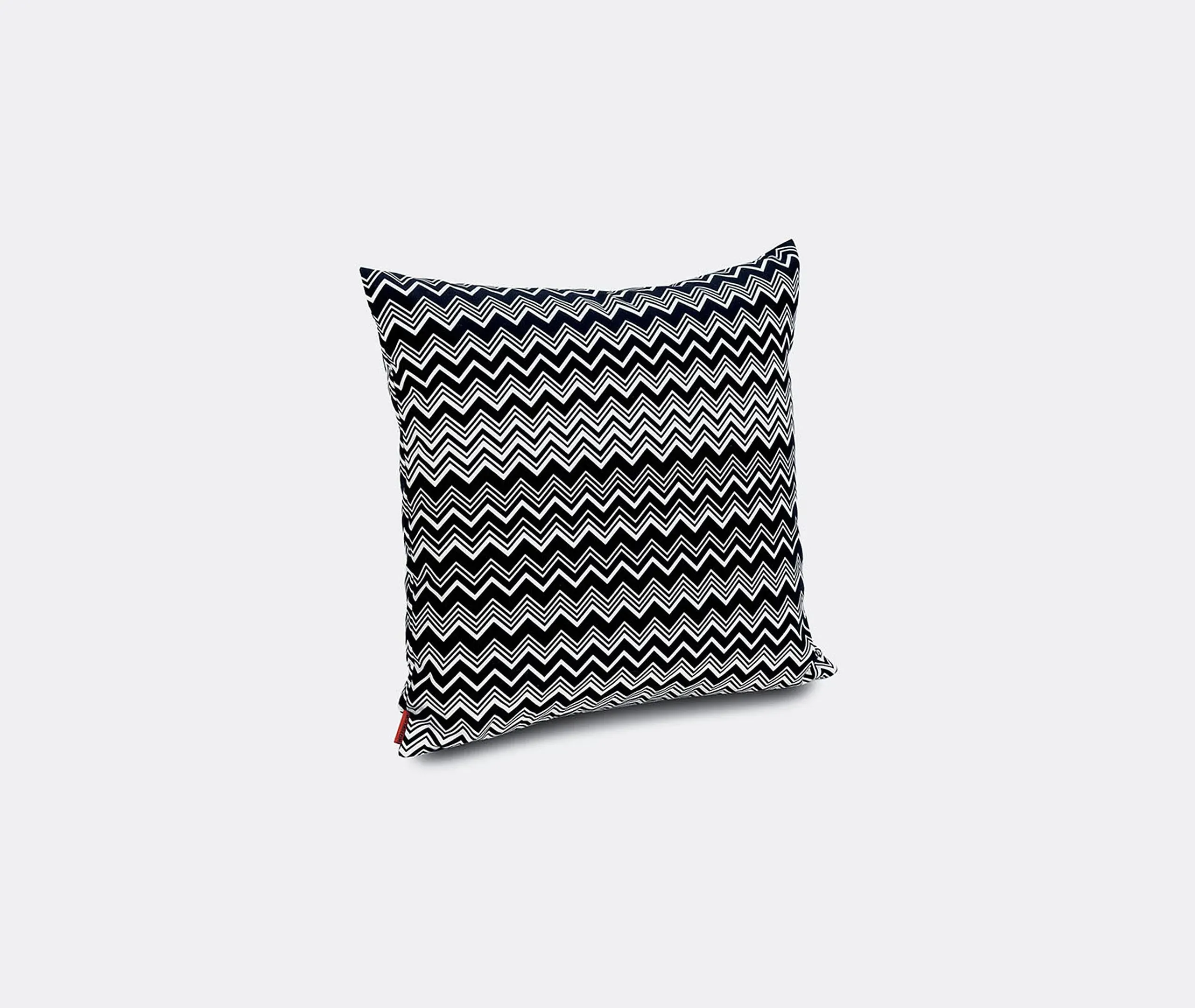 Tobago Cushion with Zigzag Motif - Black