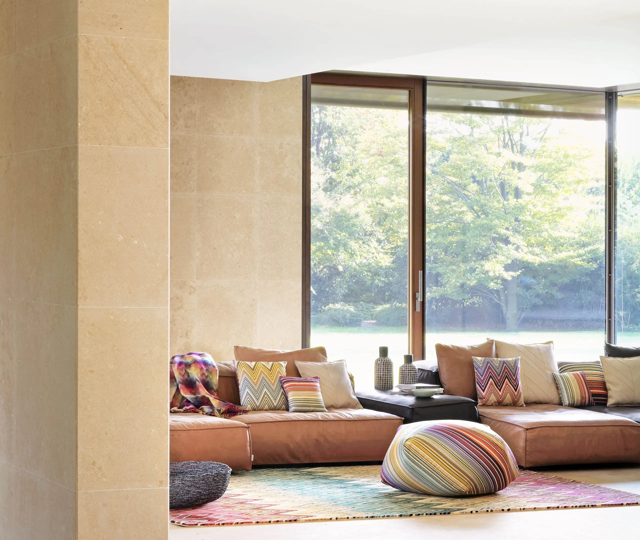 Zigzag Pattern Rug - Multicolor, Wool