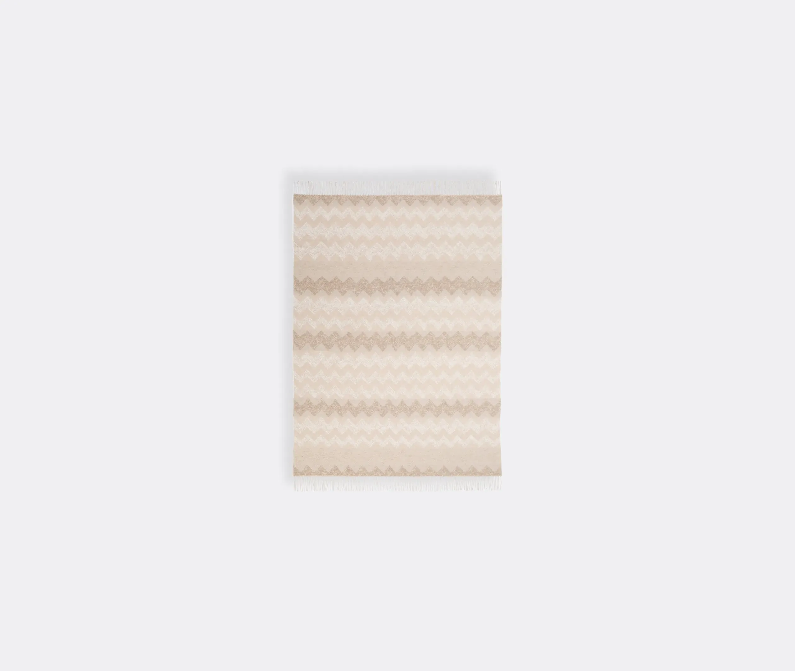 Zigzag Throw with Fringe - Natural, Wool Blend