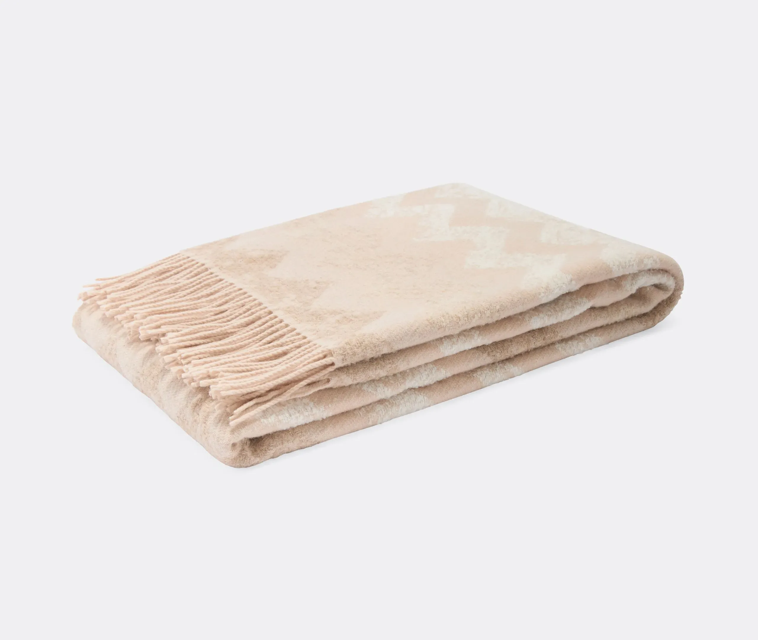 Zigzag Throw with Fringe - Natural, Wool Blend image