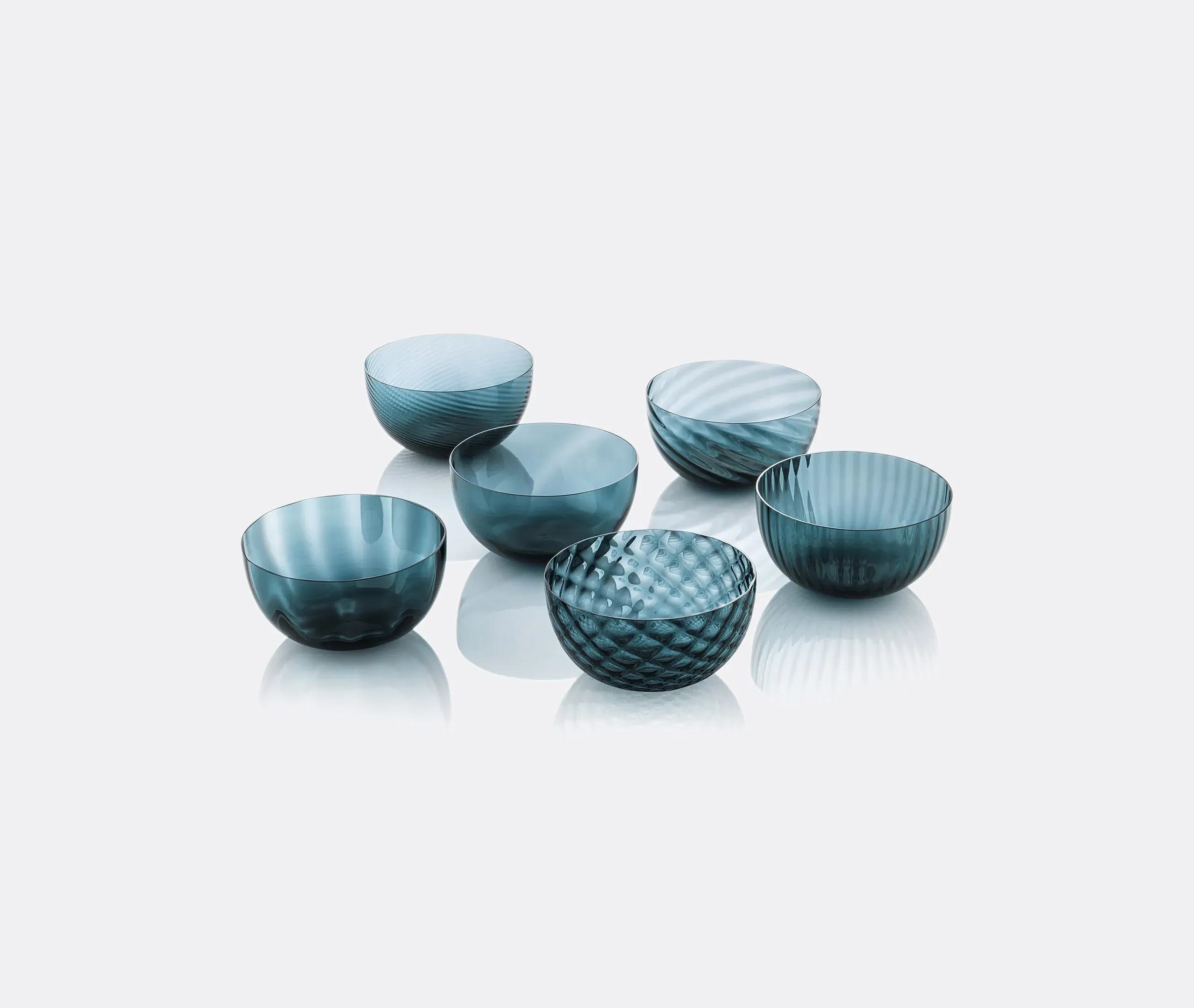 6-Piece Cup Set Assorted Textures - Blue, Glass