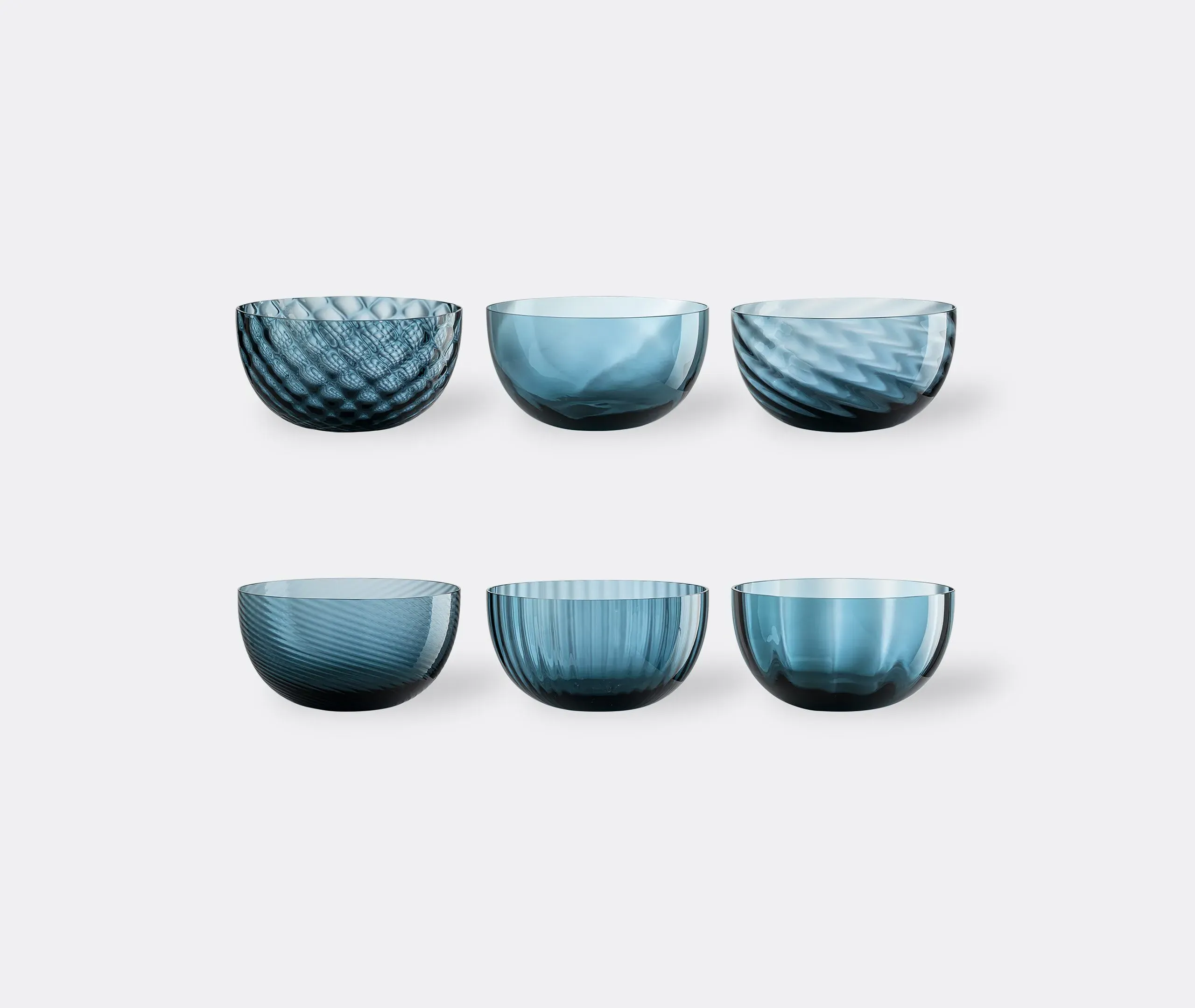 6-Piece Cup Set Assorted Textures - Blue, Glass image