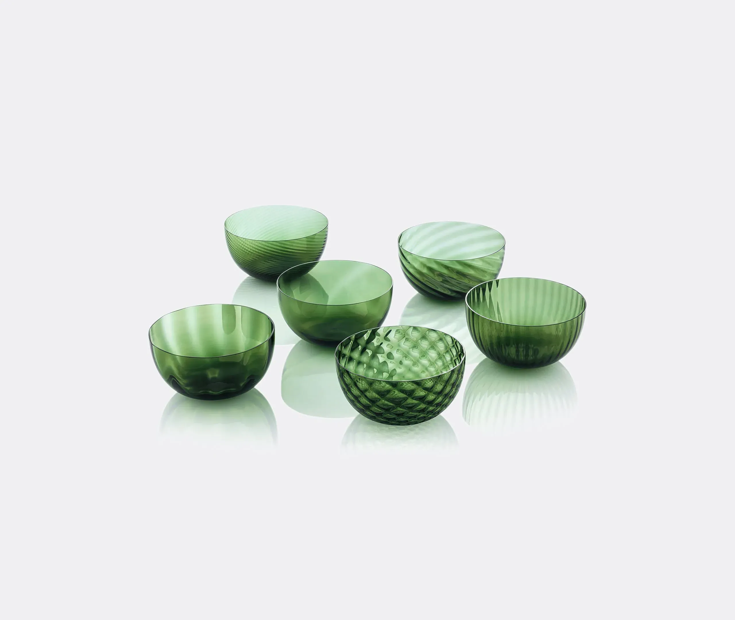6-Piece Cup Set Assorted Textures - Green, Glass