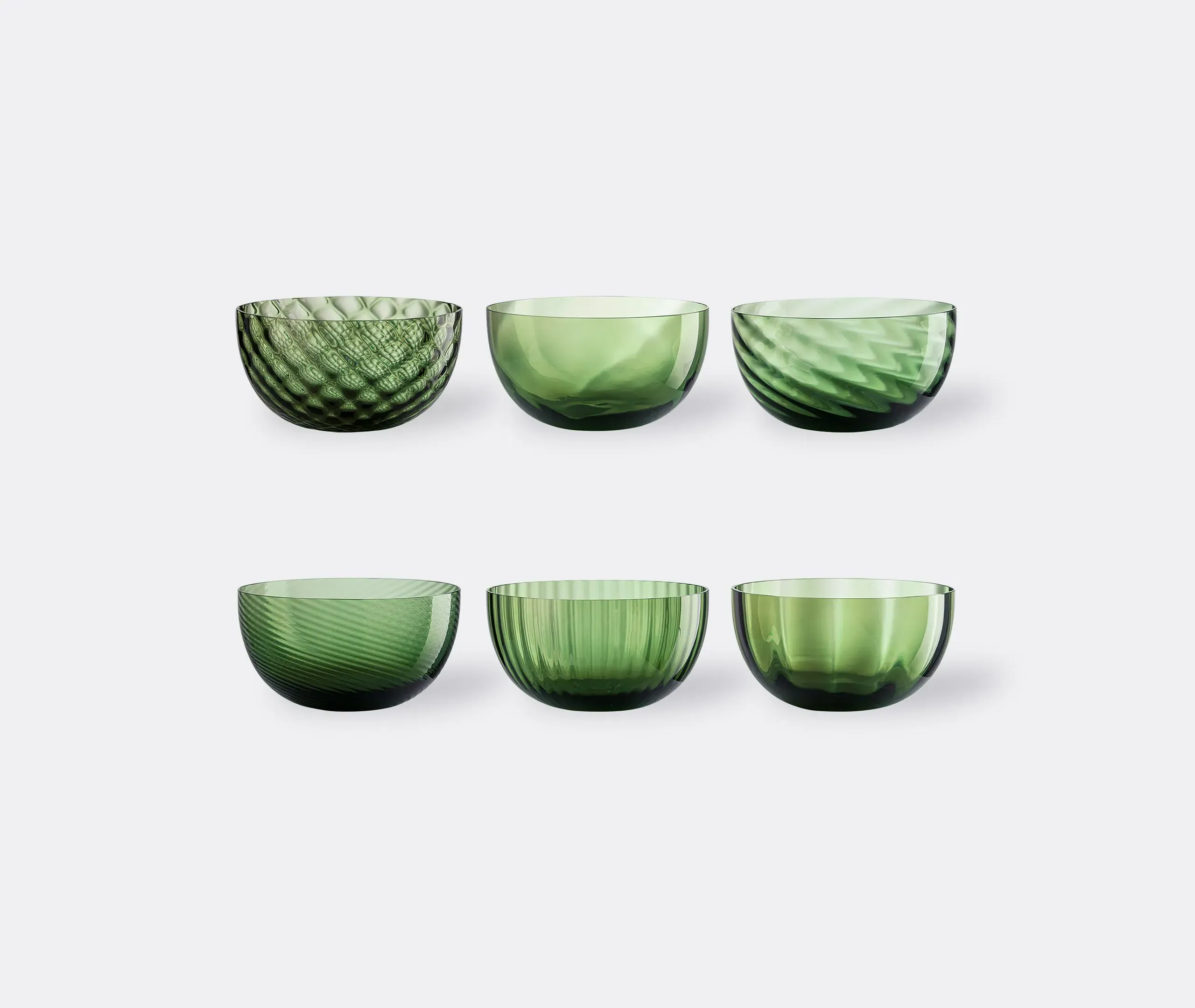 6-Piece Cup Set Assorted Textures - Green, Glass