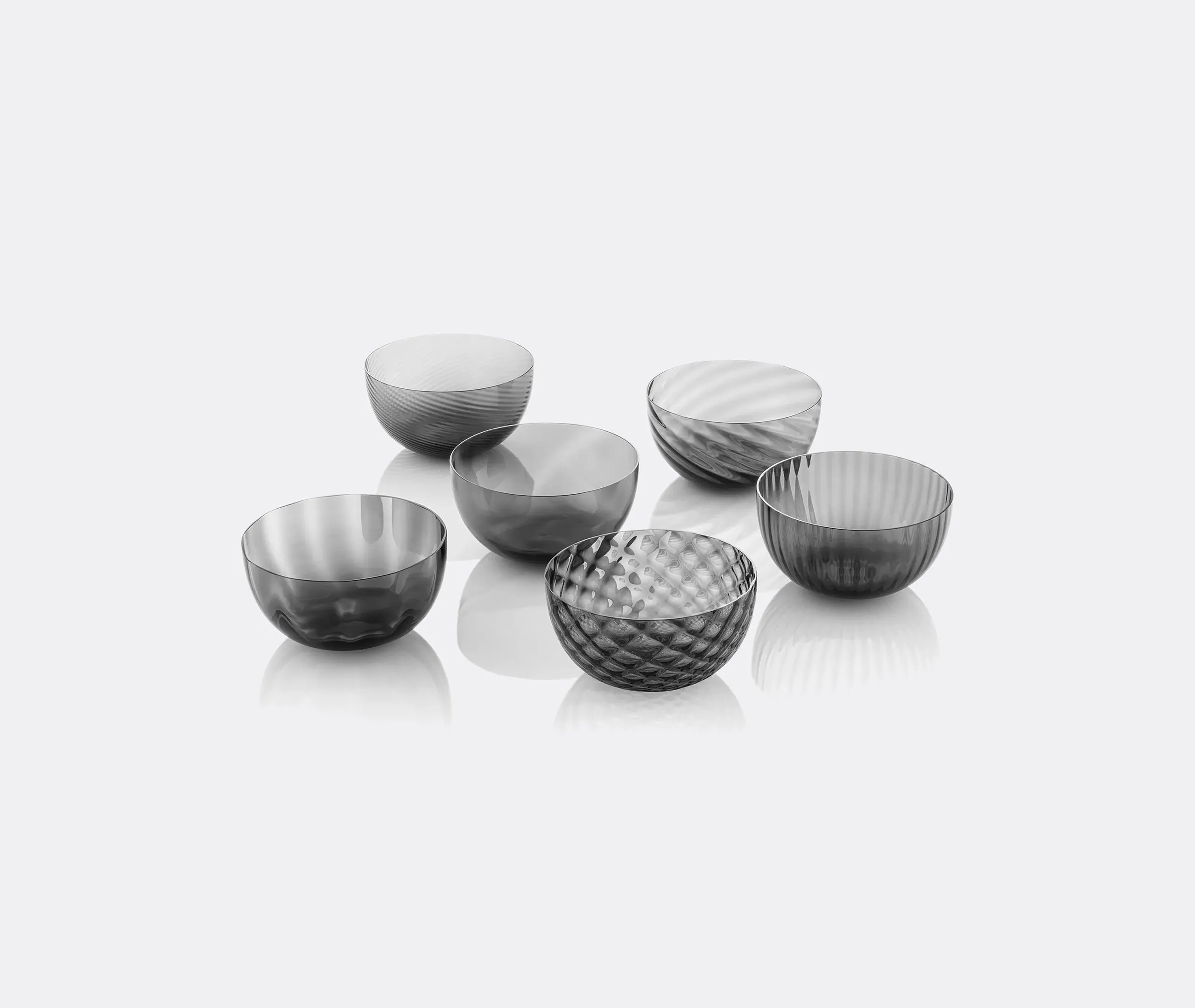 6-Piece Cup Set Assorted Textures - Grey, Glass